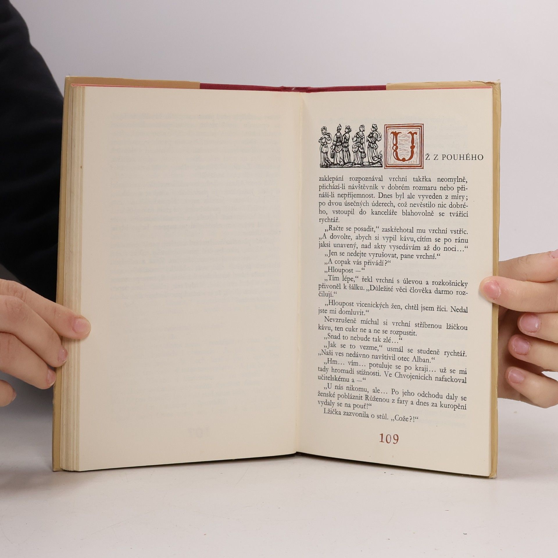 Jan Žáček Dřevoryt o knězi a rychtářovi