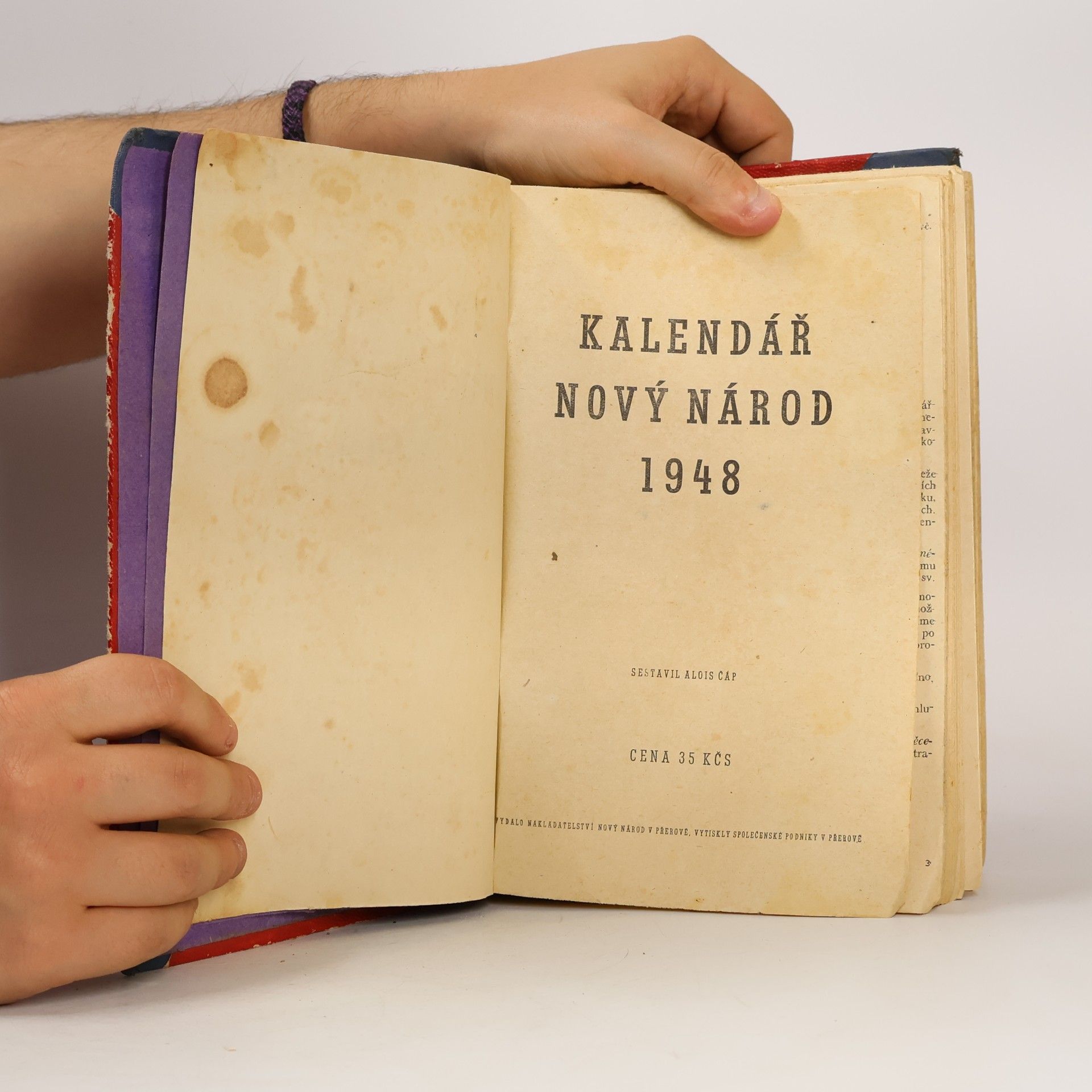 Alois Čáp Kalendář nový národ 1948