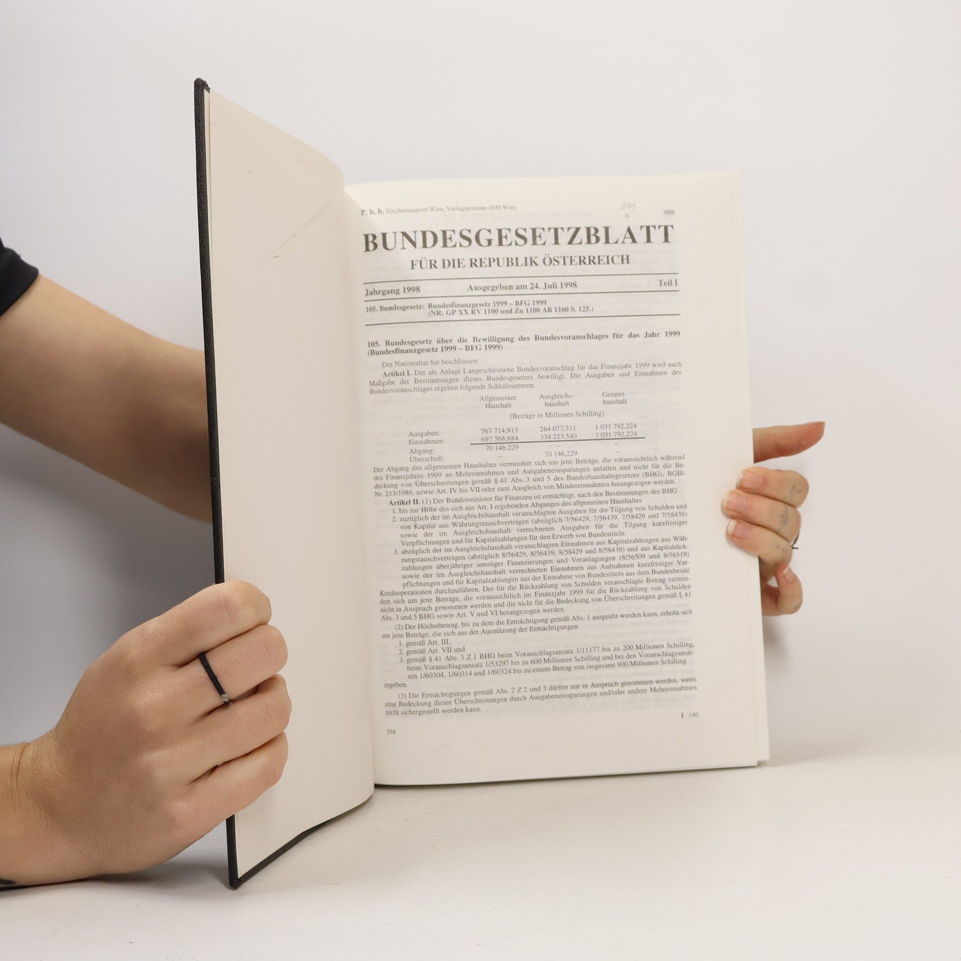Various authors Bundes-Gesetz-Blatt 1998 I