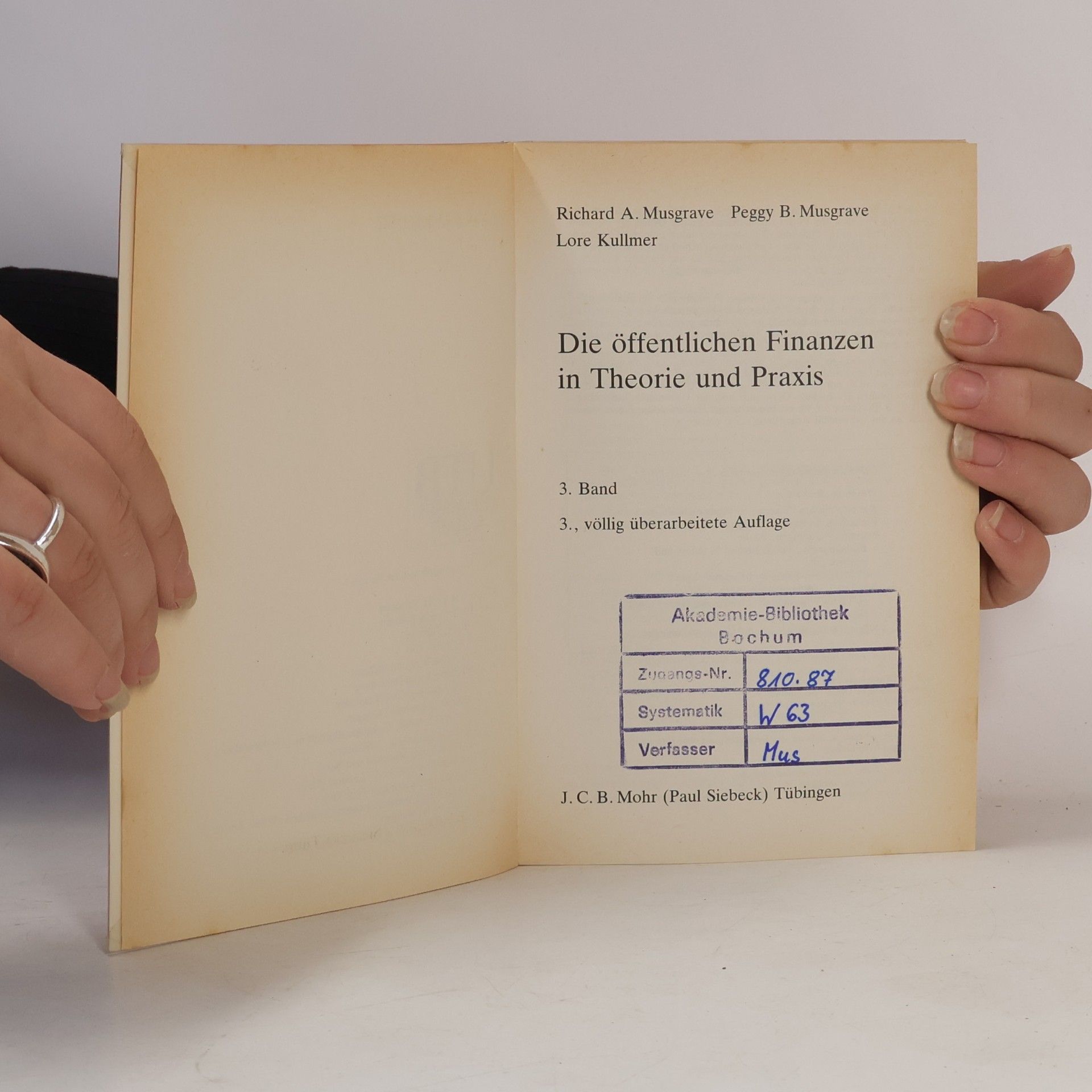 Richard Musgrave UTB - 3: Die öffentlichen Finanzen in Theorie und Praxis