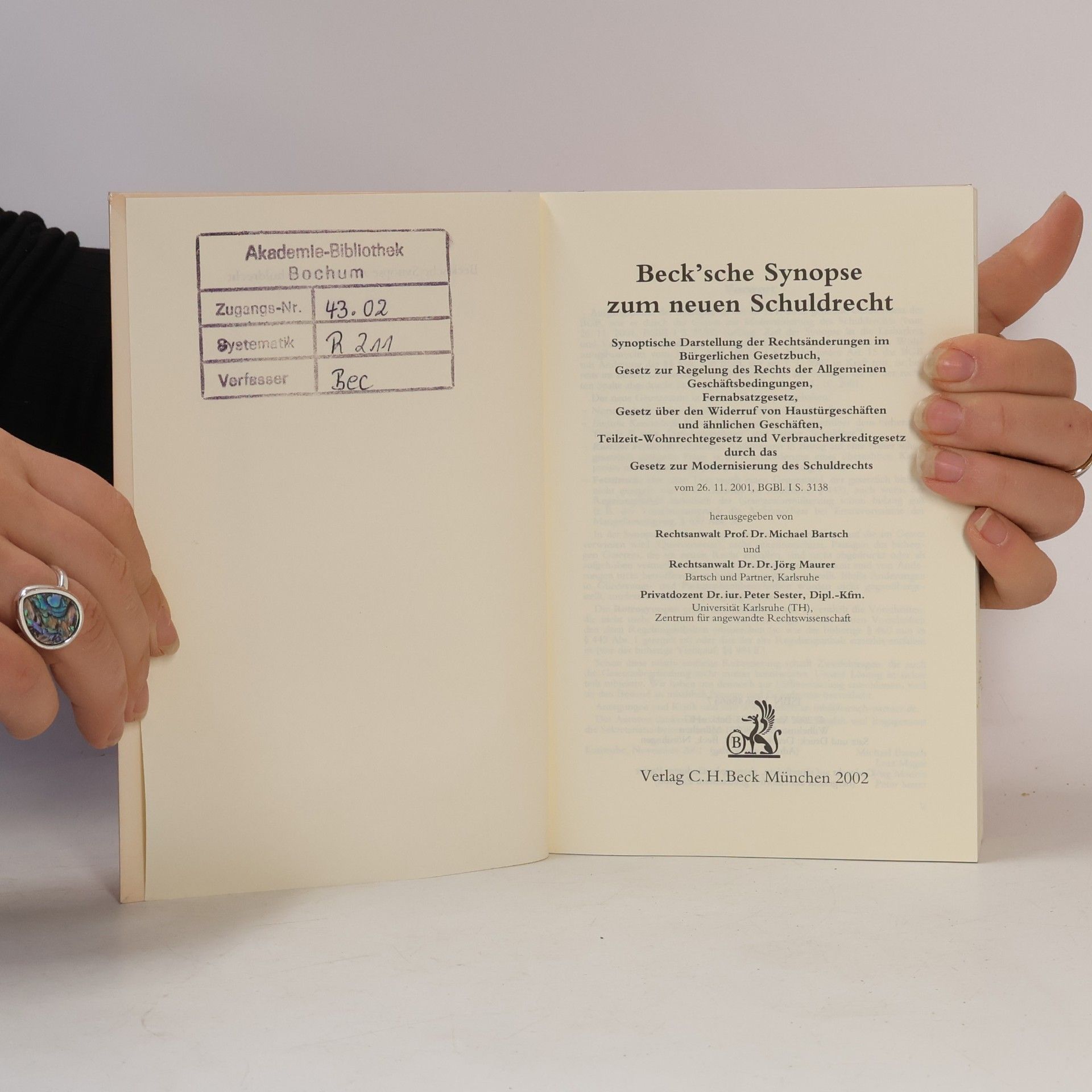Michael Bartsch Beck'sche Textausgaben: Beck'sche Synopse zum neuen Schuldrecht