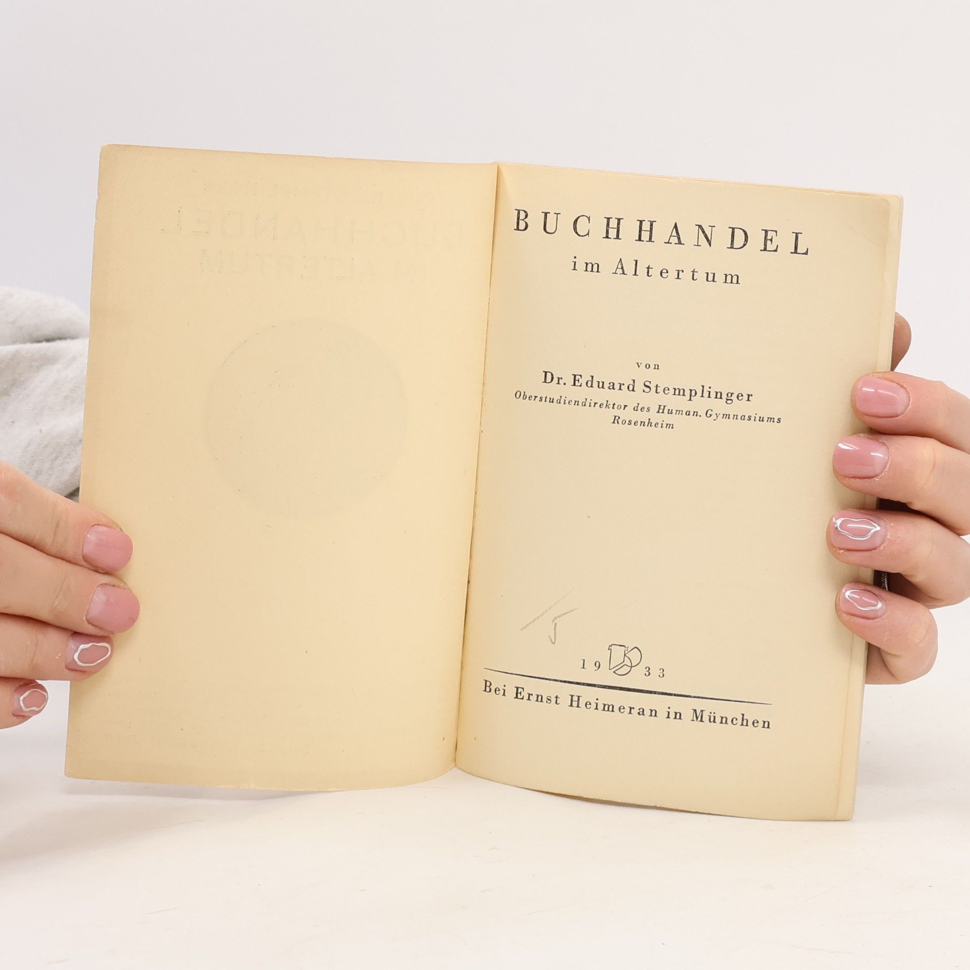 Eduard Stemplinger Buchhandel im Alterum
