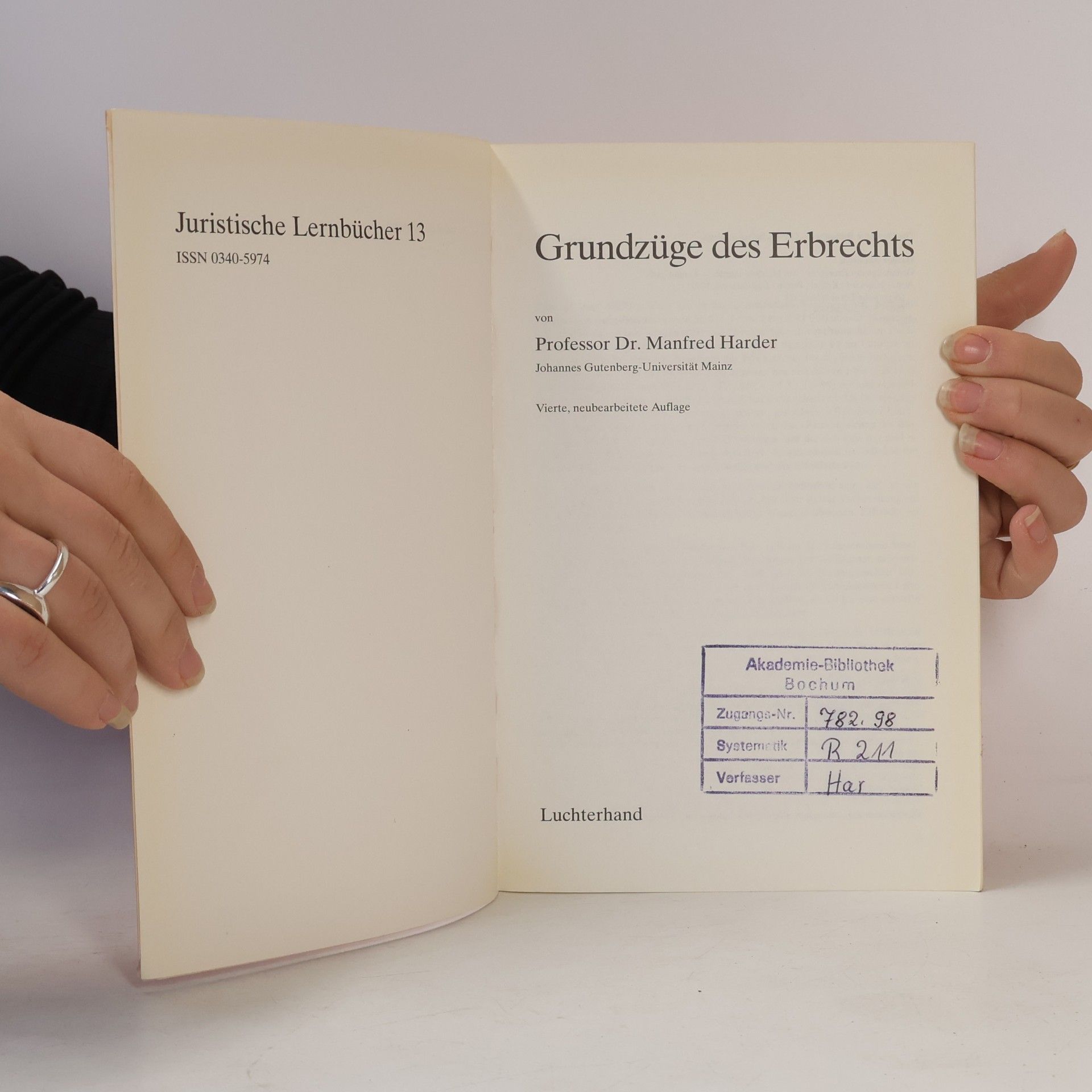Manfred Harder Grundzüge des Erbrechts