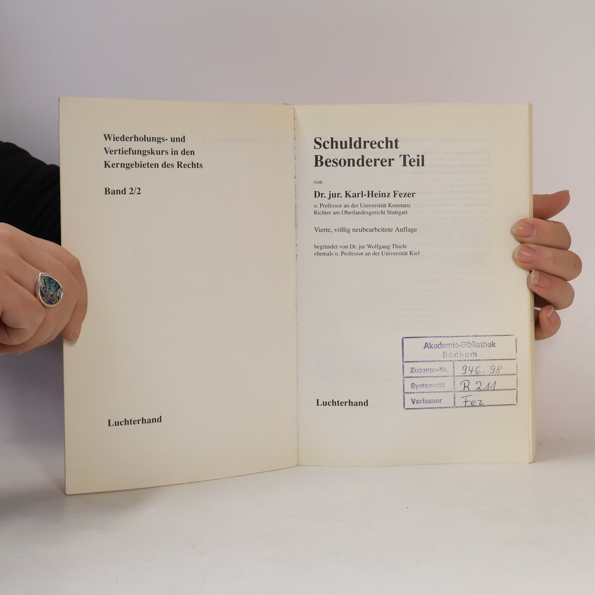 Karl-Heinz Fezer Alfred Metzner Studienliteratur - 2/2: Schuldrecht
