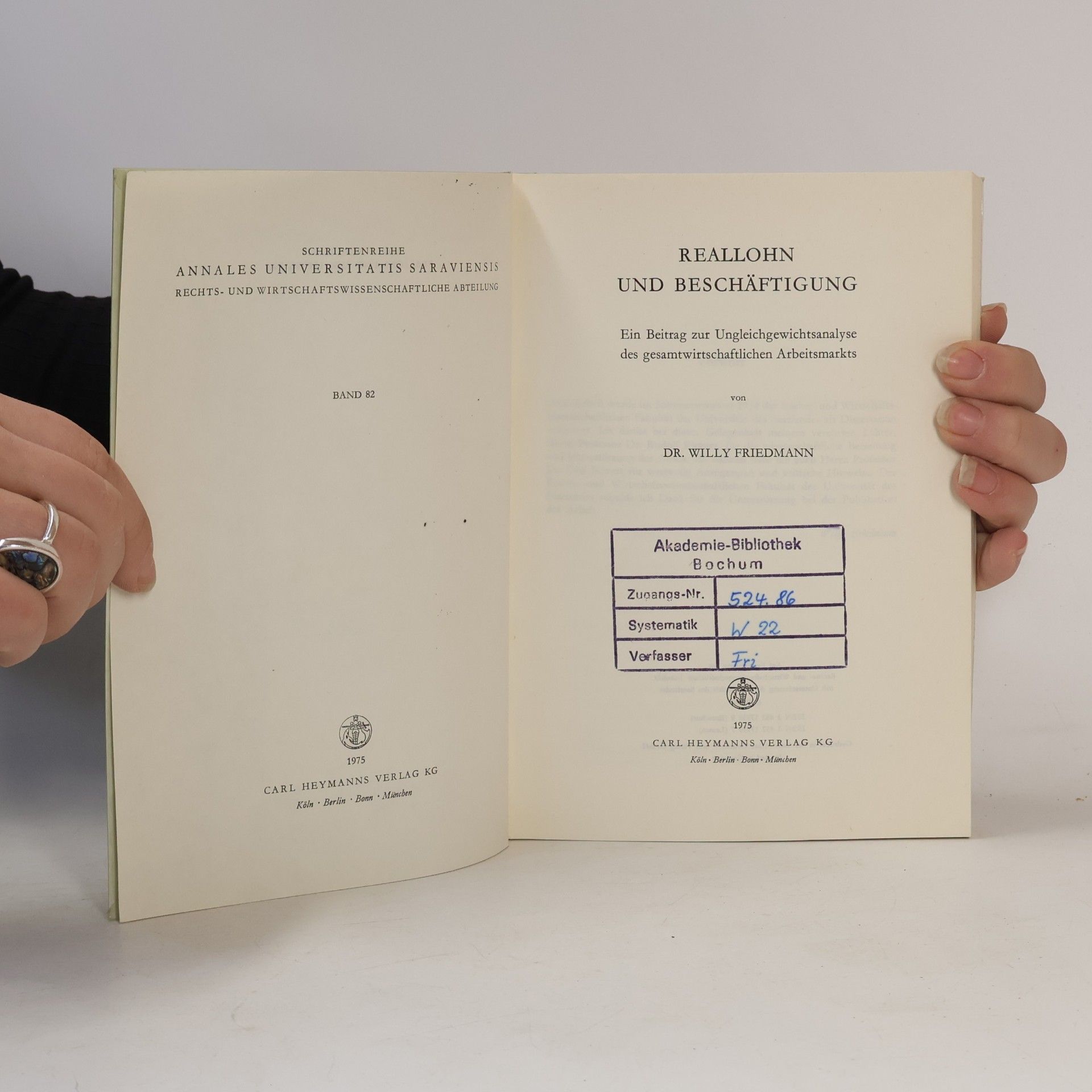 Willy Friedmann Reallohn und Beschäftigung