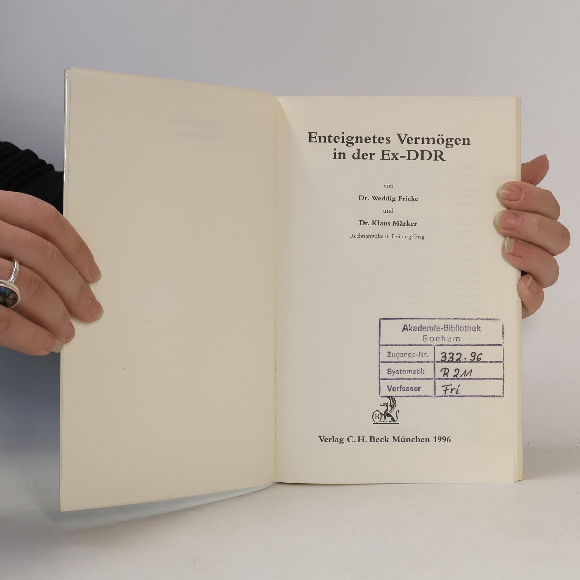 Weddig Fricke Enteignetes Vermögen in der Ex-DDR