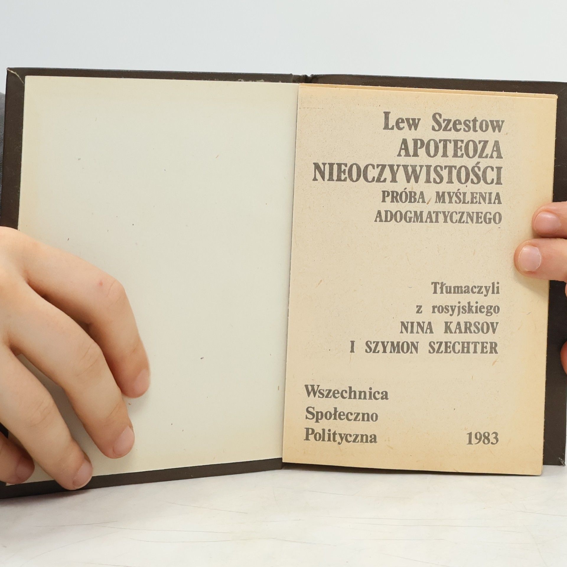Lew Szestow Apoteoza nieoczywistosci
