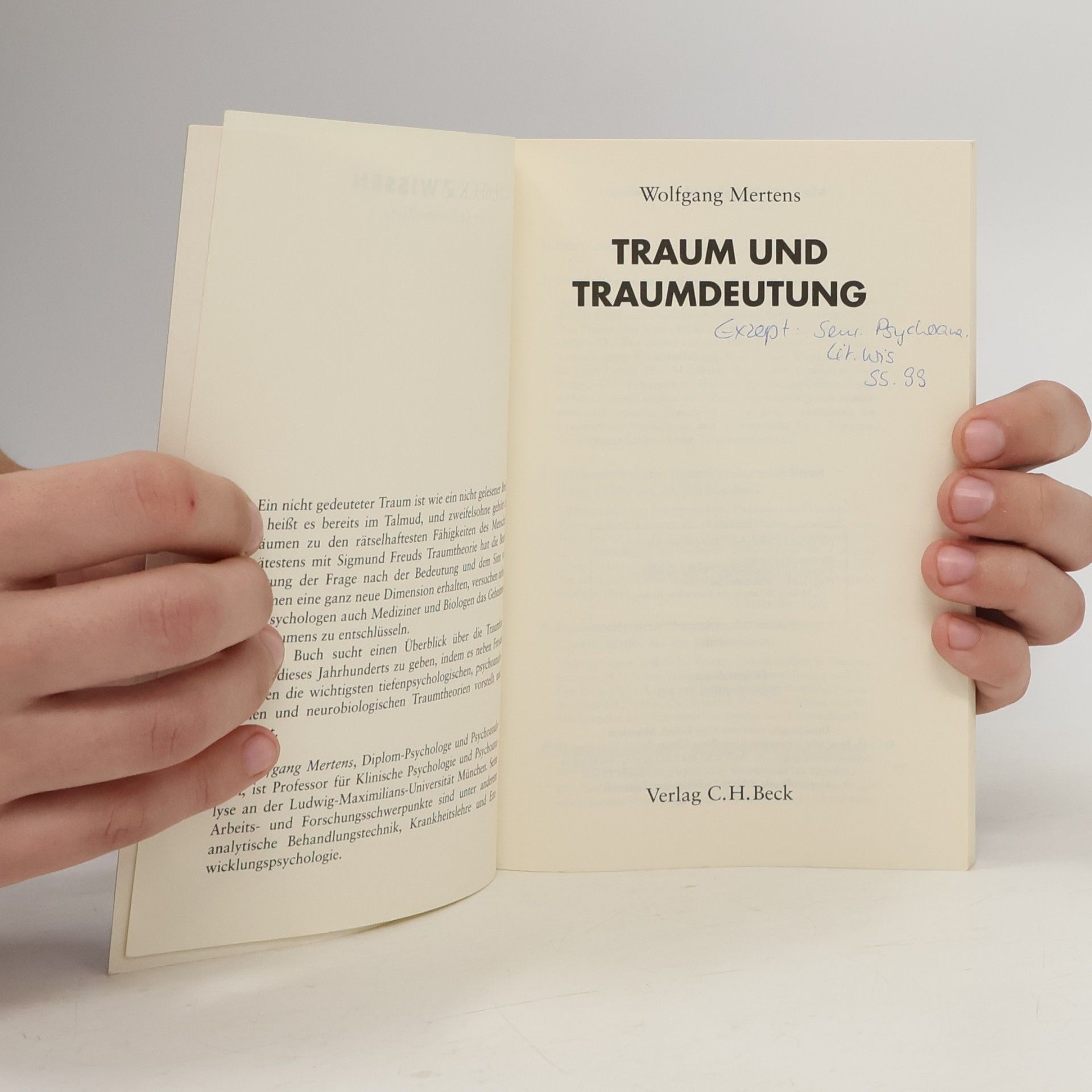 Wolfgang Mertens Traum und Traumdeutung