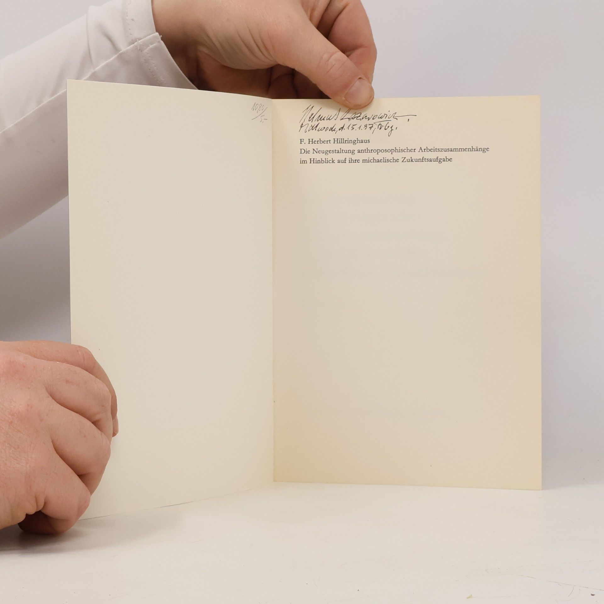 F. Herbert Hillringhaus Die Neugestaltung anthroposophischer Arbeitszusammenhänge im Hinblick auf ihre michaelische Zukunftsaufgabe