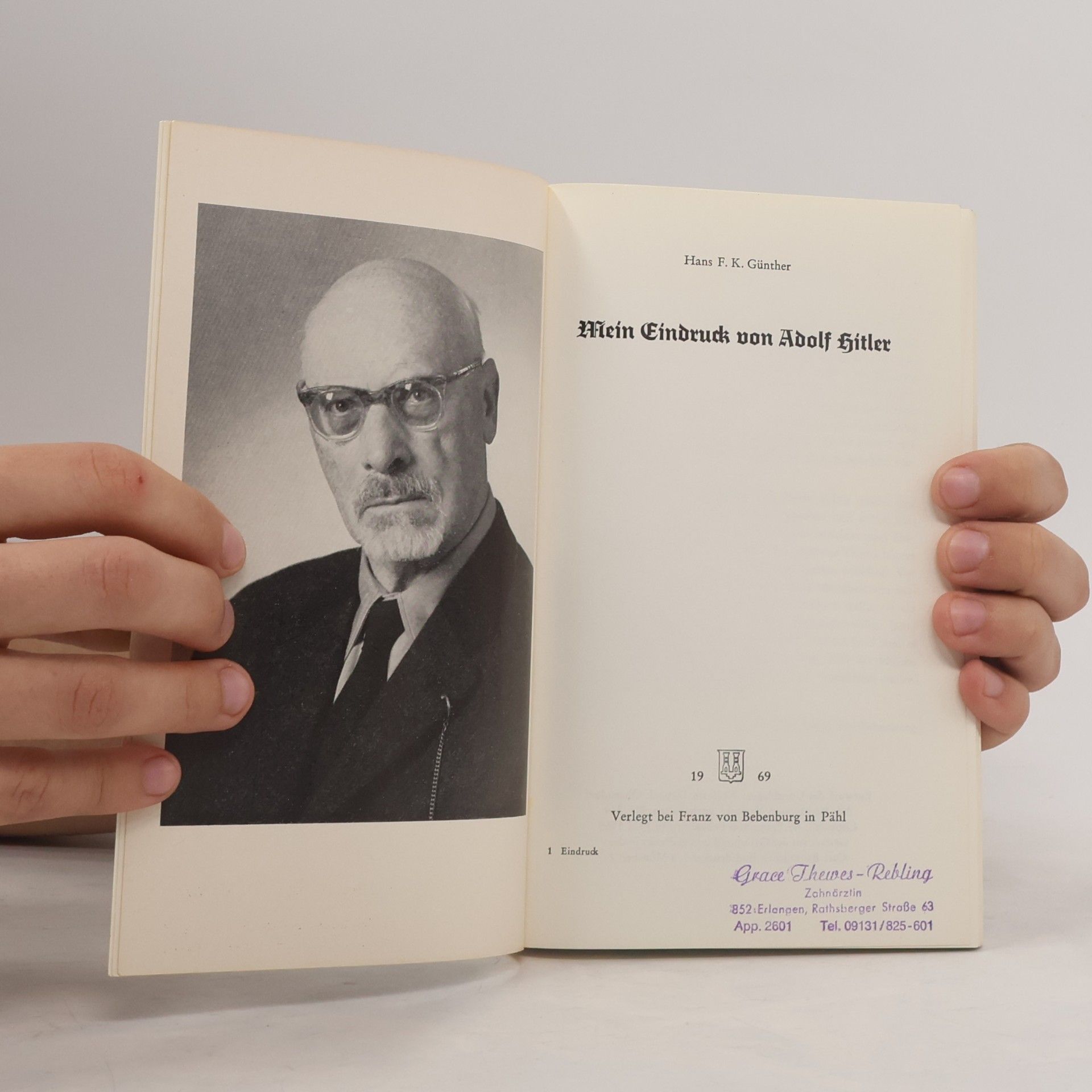 Hans F. K. Günther Mein Eindruck von Adolf Hitler