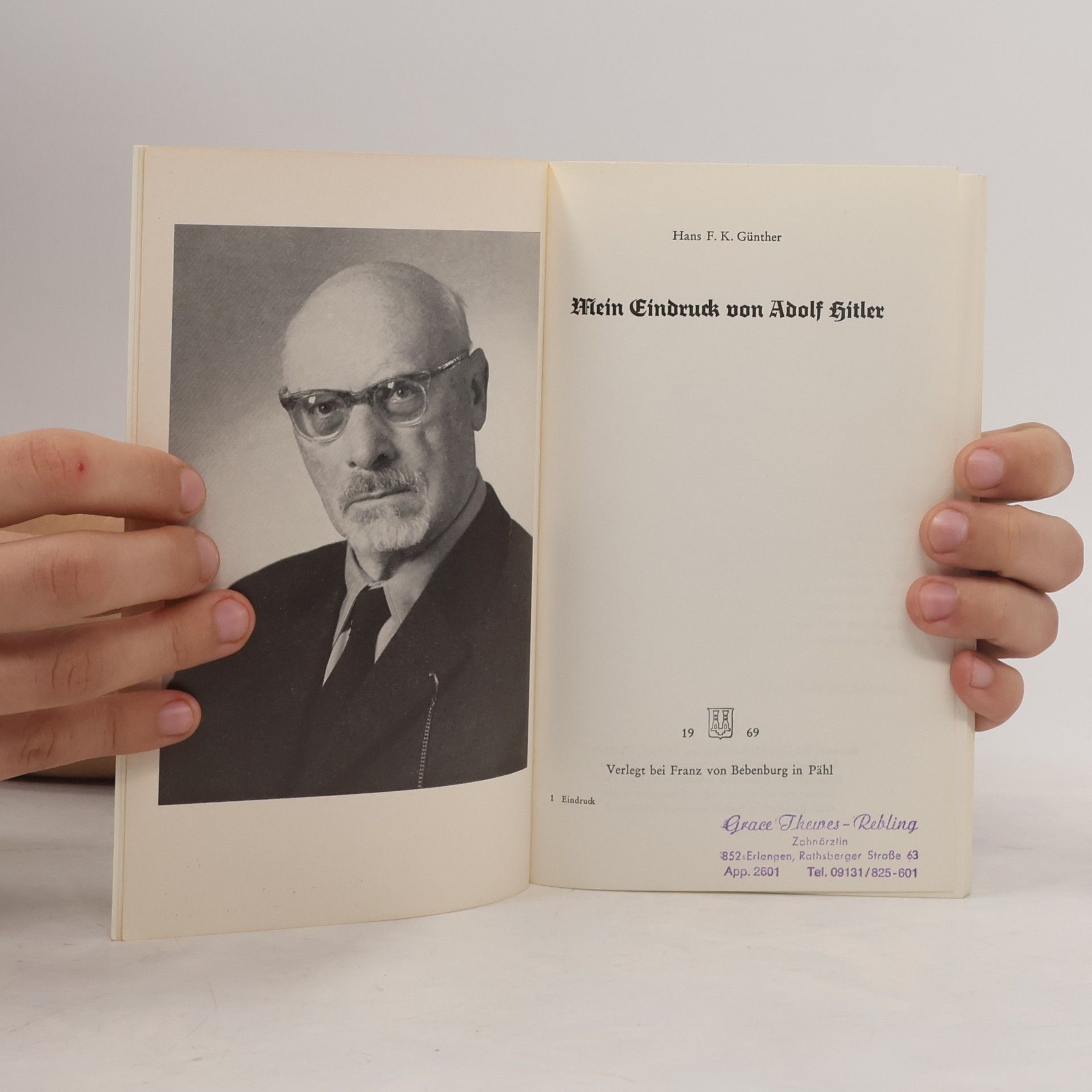 Hans F. K. Günther Mein Eindruck von Adolf Hitler