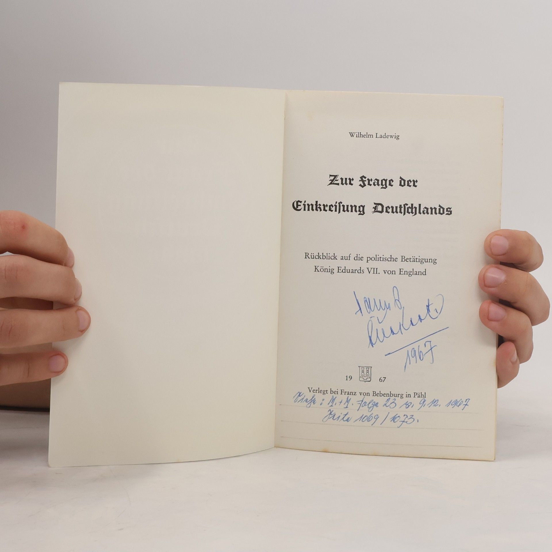Wilhelm Ladewig Zur Frage der Einkreisung Deutschlands
