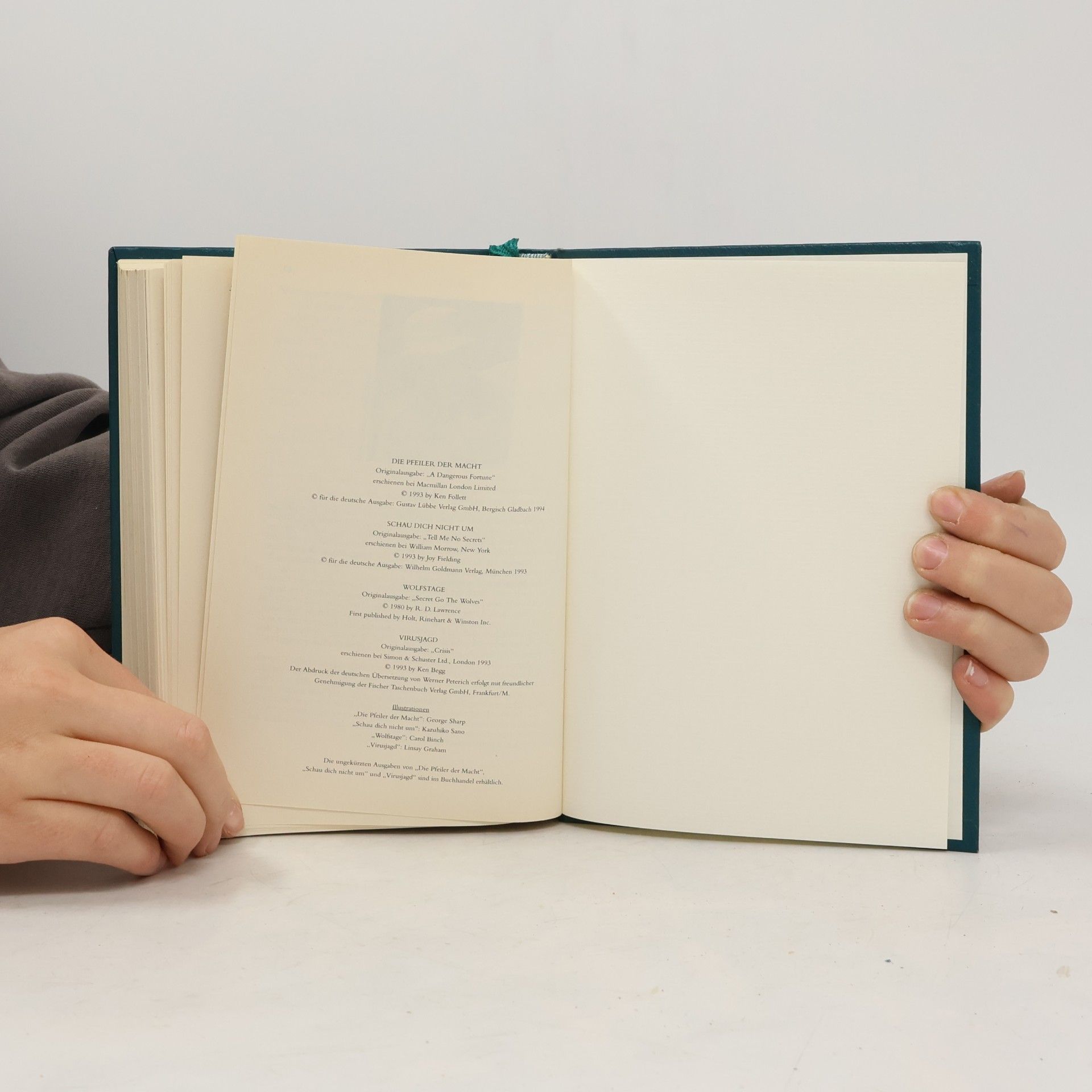 Ken Follett Reader's Digest Auswahlbücher. Die Pfeiler der Macht. Schau dich nicht um. Wolfstage. Virusjagd
