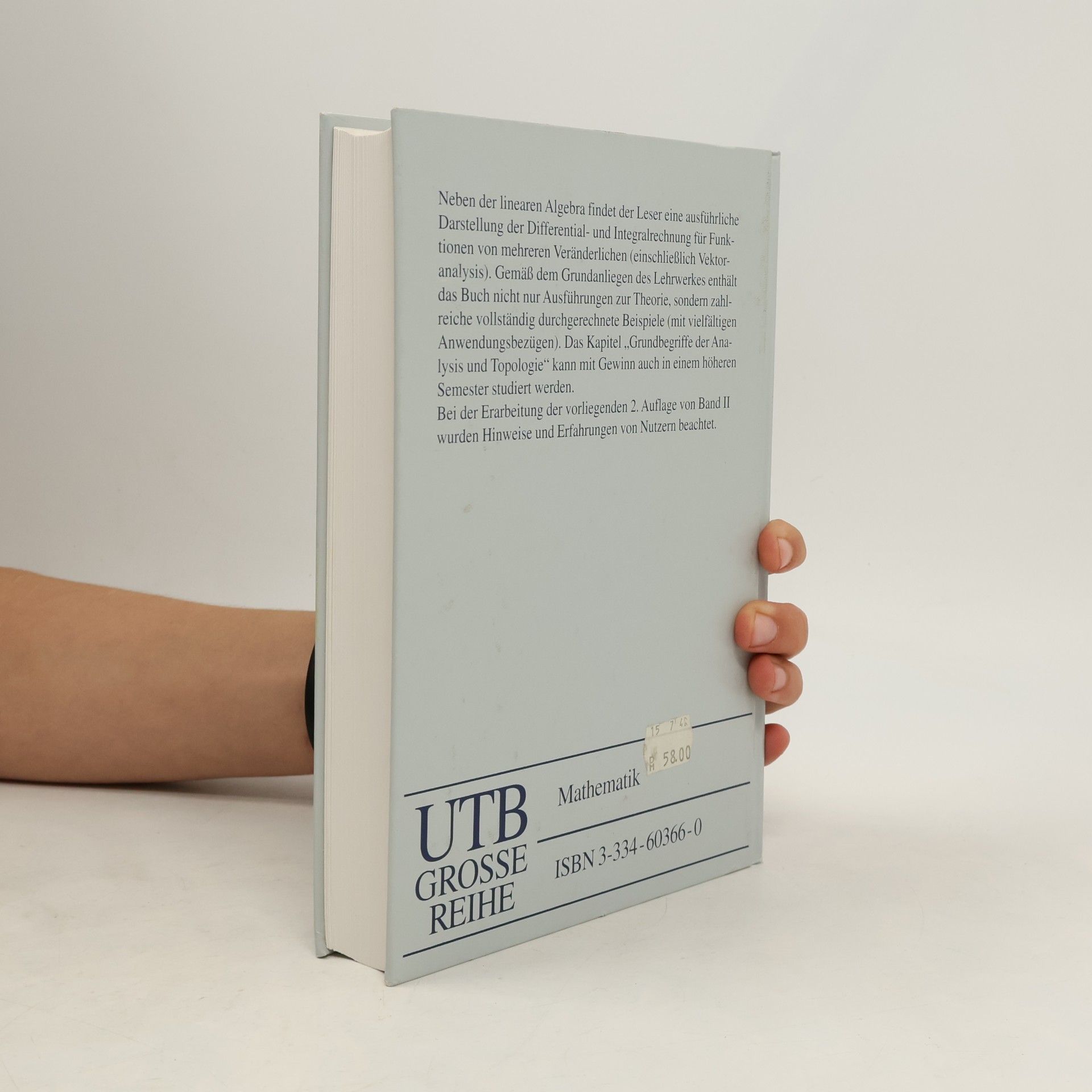 Herbert Dallmann UTB Grosse Reihe - 2: Einführung in die höhere Mathematik