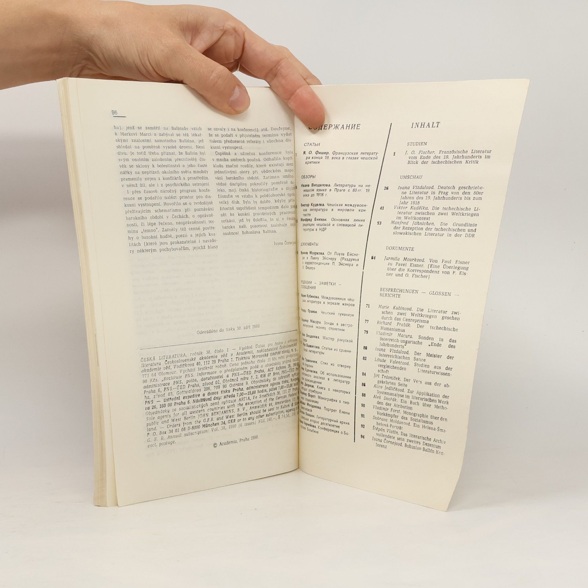 Kolektív autorov Česká literatura. Ročník 38. 1/1990