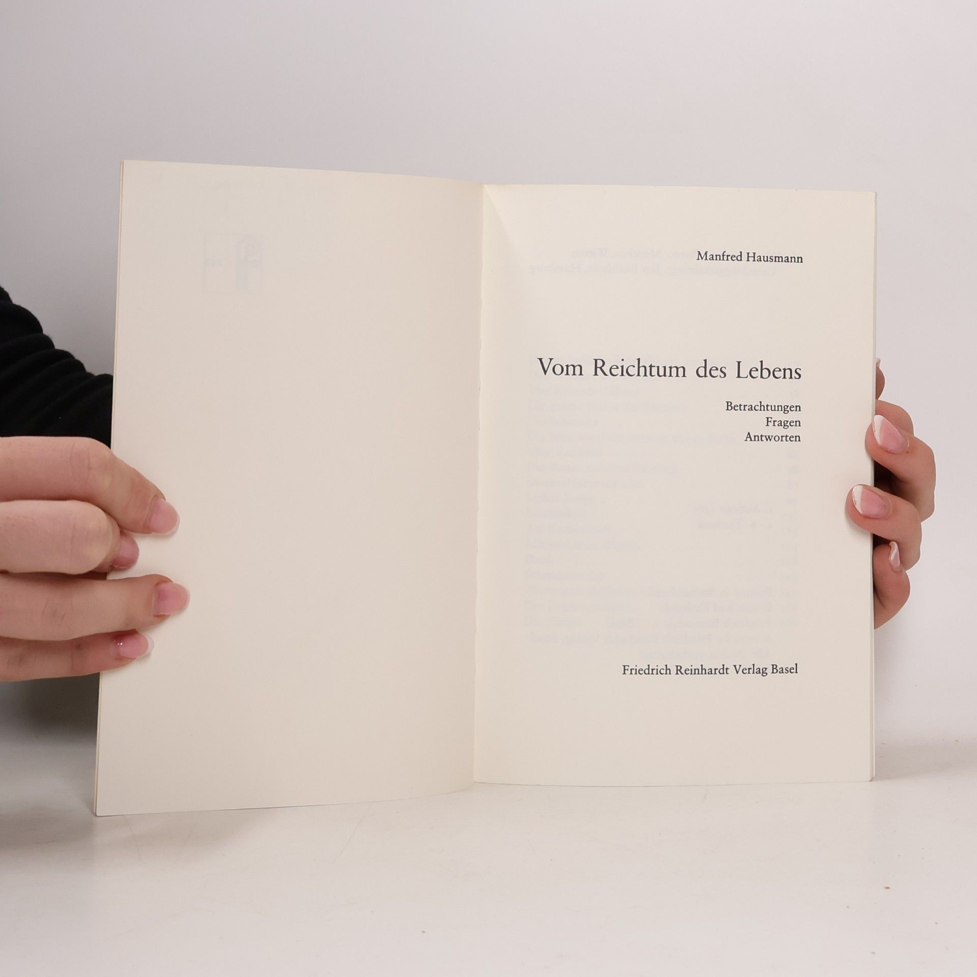 Manfred Hausmann Vom Reichtum des Lebens