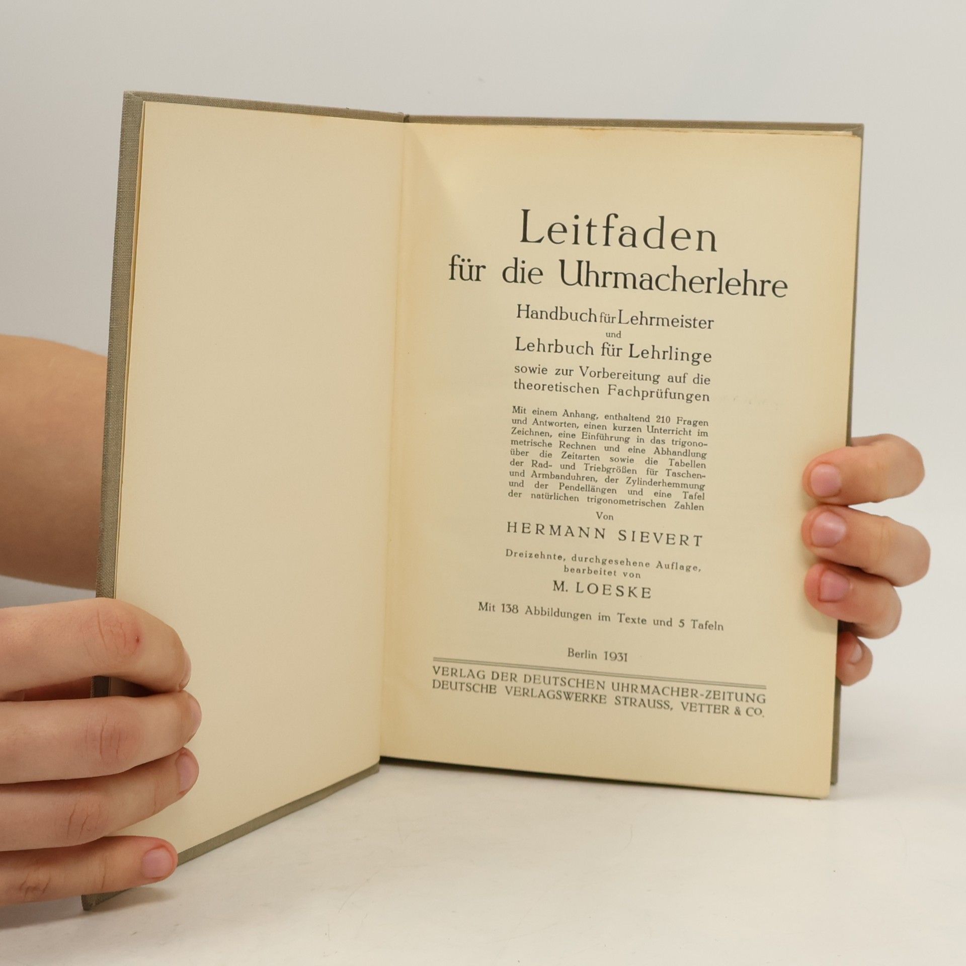 H. Sievert Leitfaden für die Uhrmacherlehre