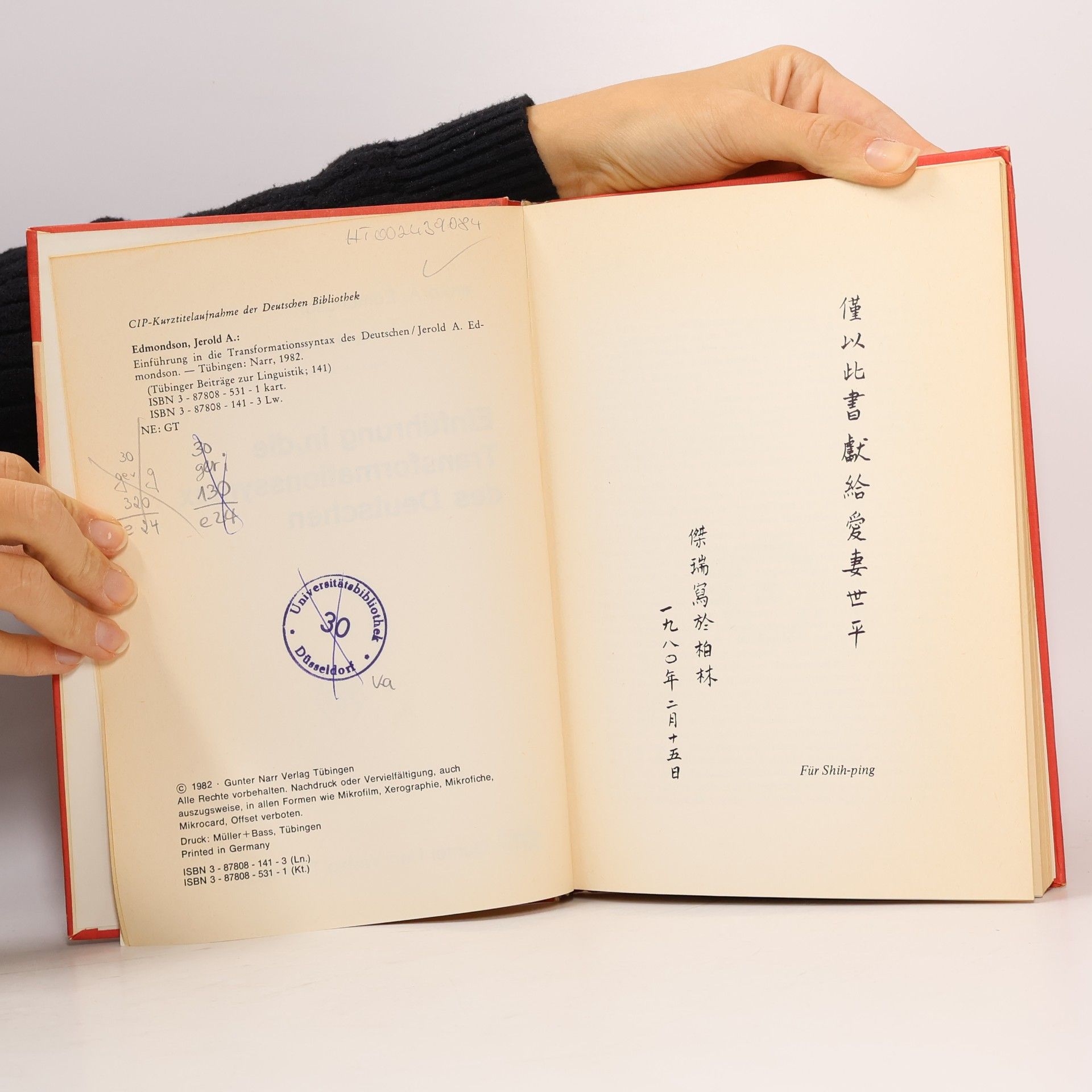 Jerold A. Edmondson Tübinger Beiträge zur Linguistik: Einführung in die Transformationssyntax des Deutschen
