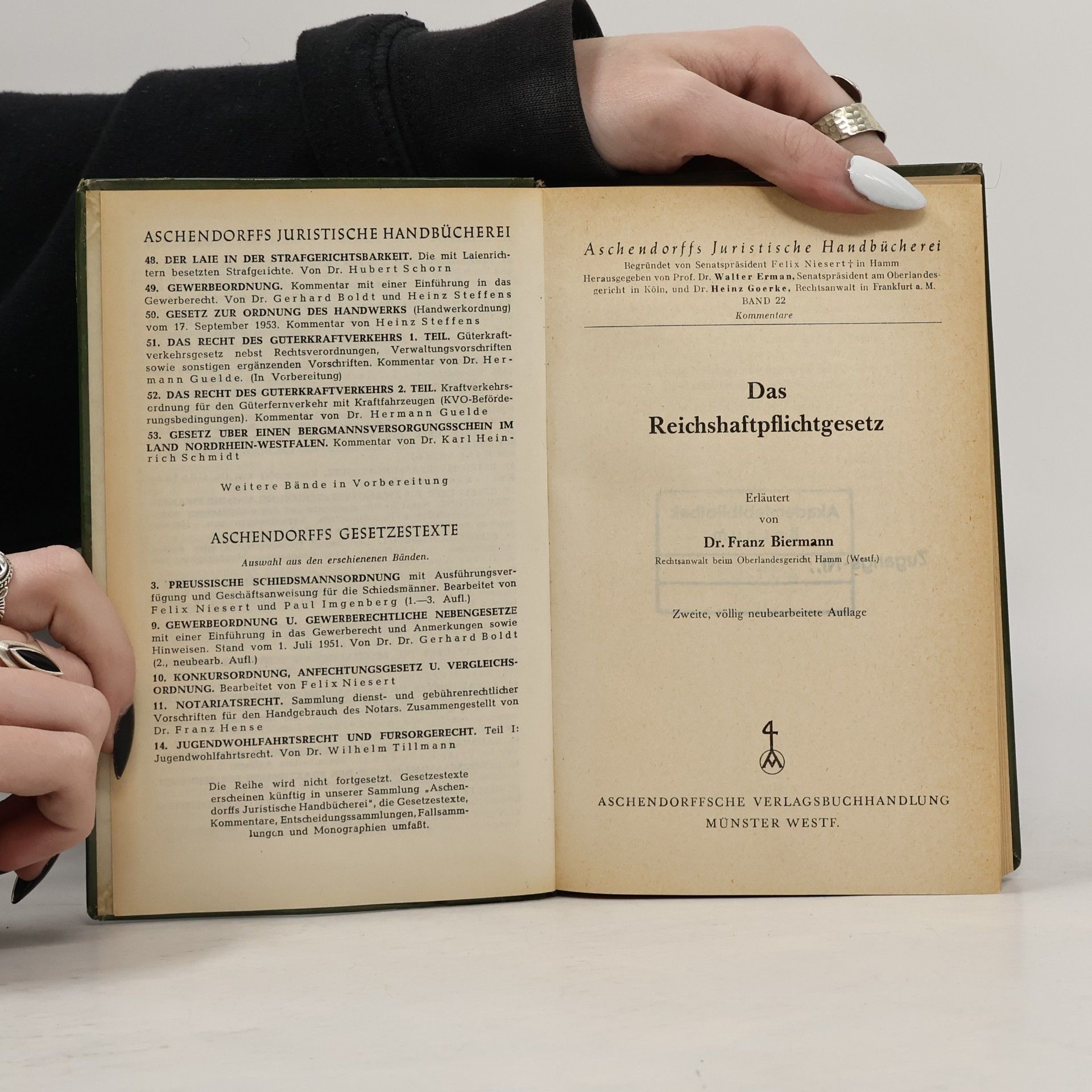 Dr. Franz Biermann Das Reichshaftpflichtgesetz