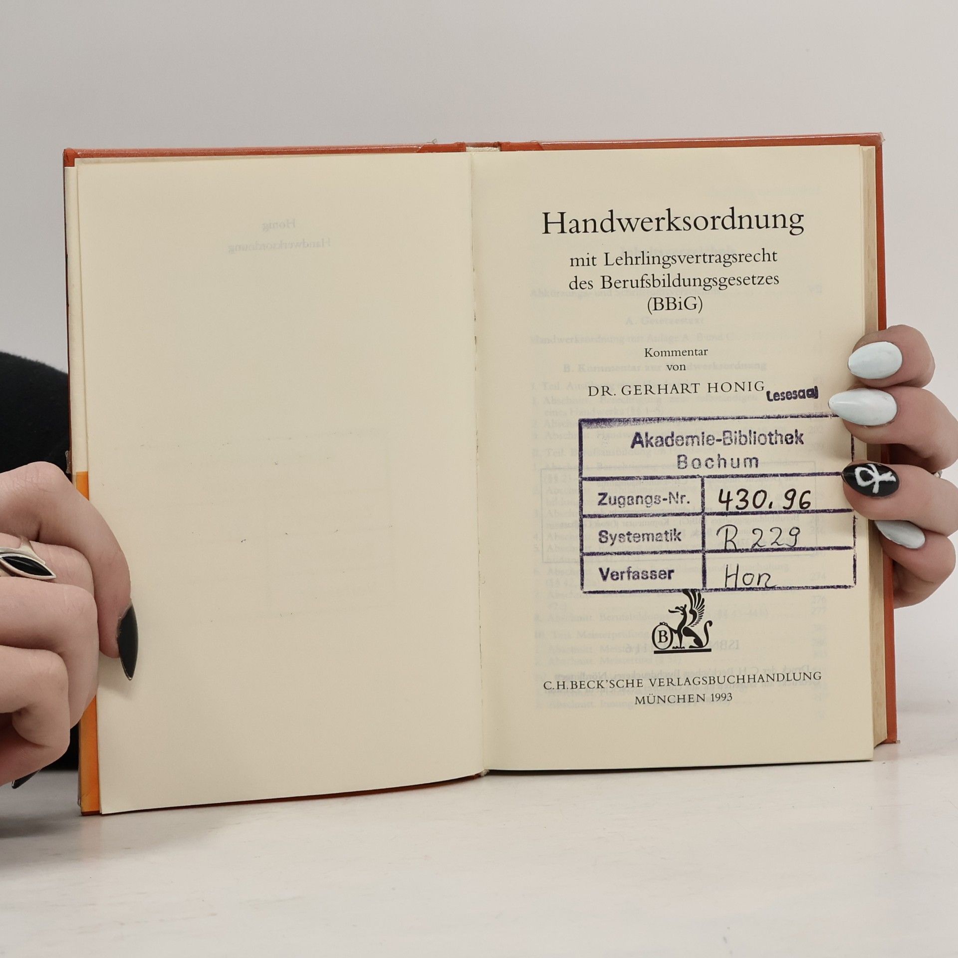 Gerhart Honig Handwerksordnung: Kommentar