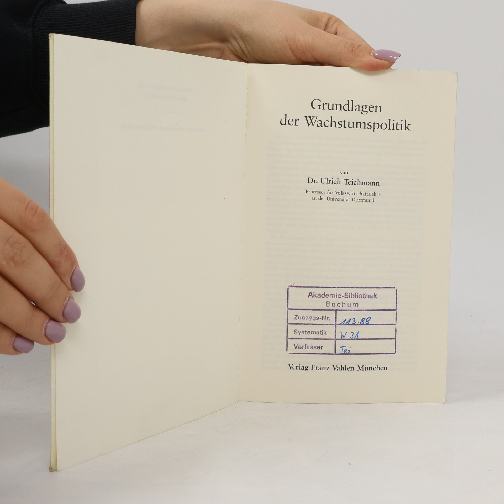 Ulrich Teichmann WiSo Kurzlehrbücher: Grundlagen der Wachstumspolitik