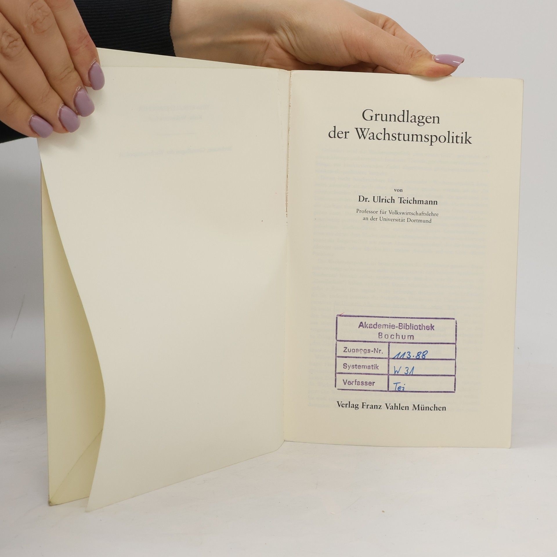 Ulrich Teichmann WiSo Kurzlehrbücher: Grundlagen der Wachstumspolitik