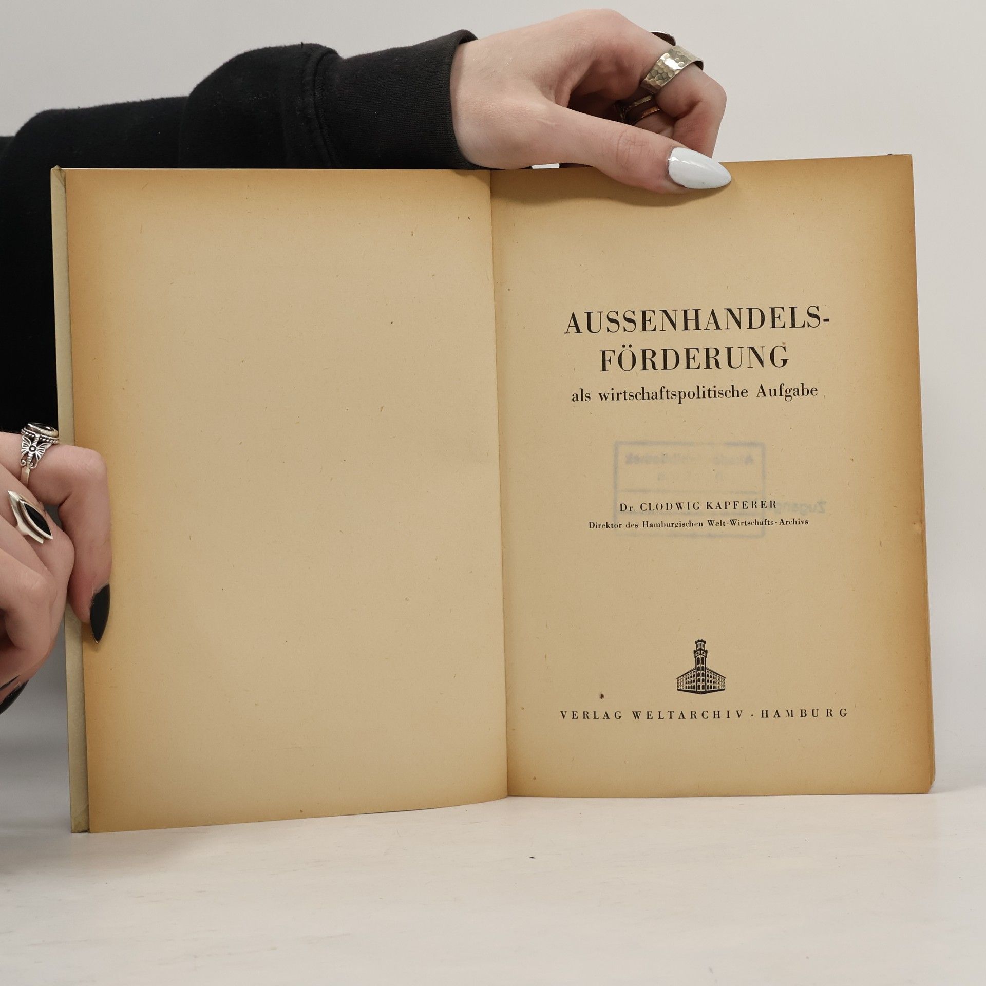 Clodwig Kapferer Aussenhandels-Förderung als wirtschaftspolitische Aufgabe