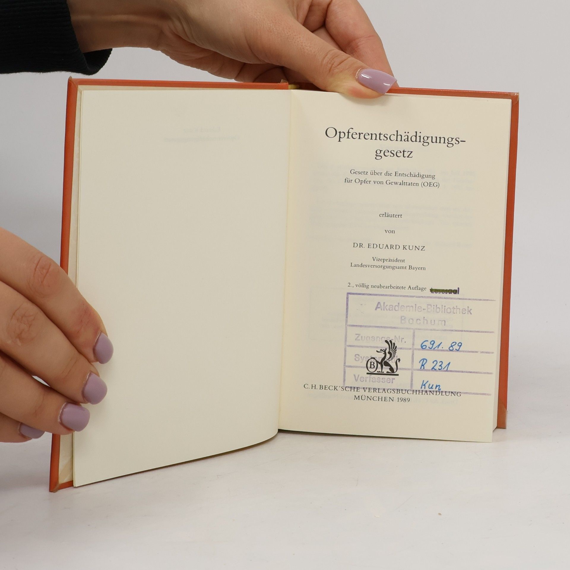 Eduard Kunz Opferentschädigungsgesetz - 2. Auflage
