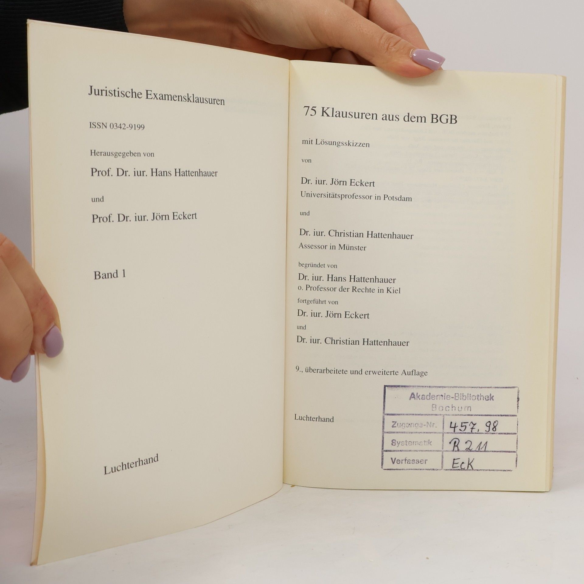 Jörn Eckert 75 Klausuren aus dem BGB