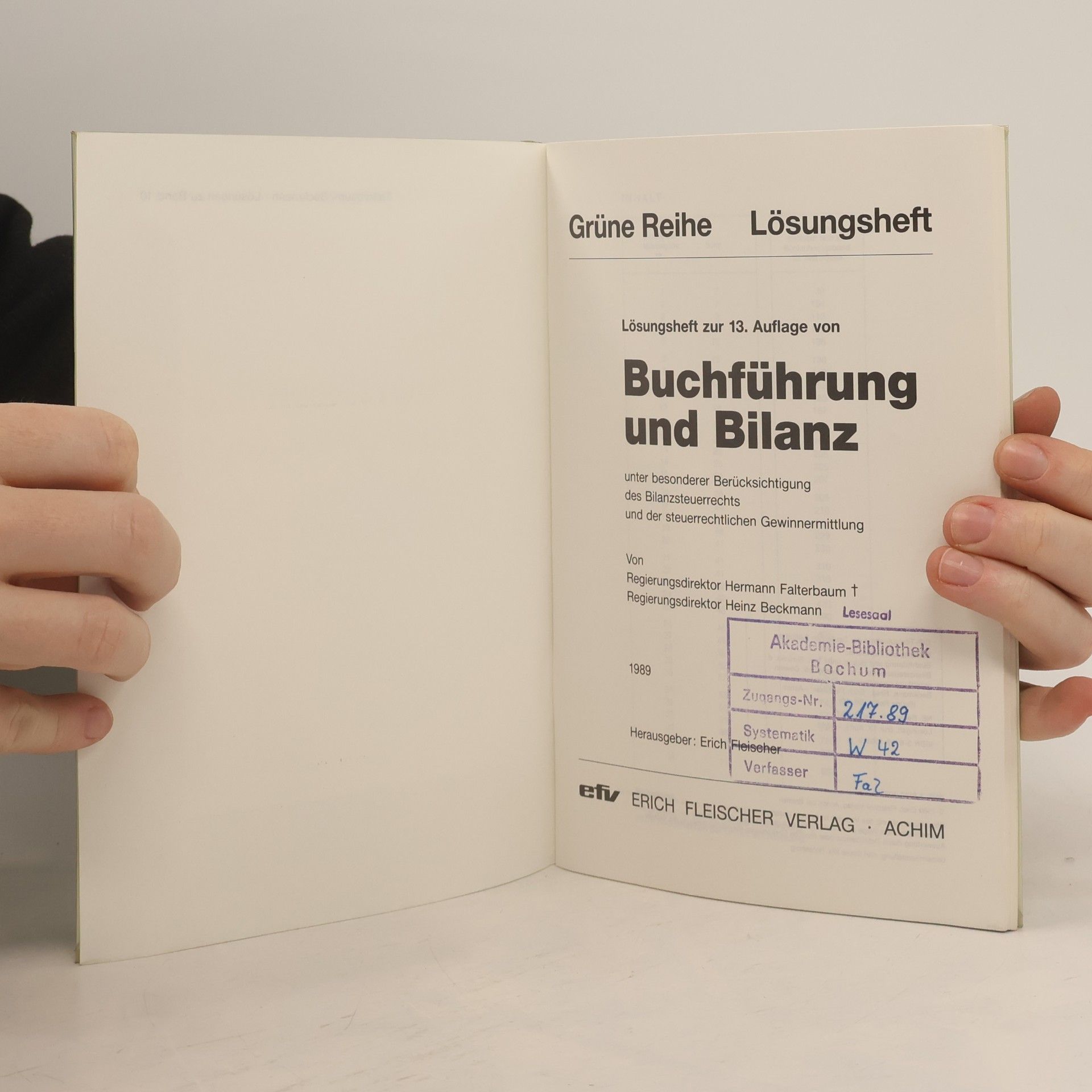 Hermann Falterbaum Grüne Reihe - 10: Buchführung und Bilanz