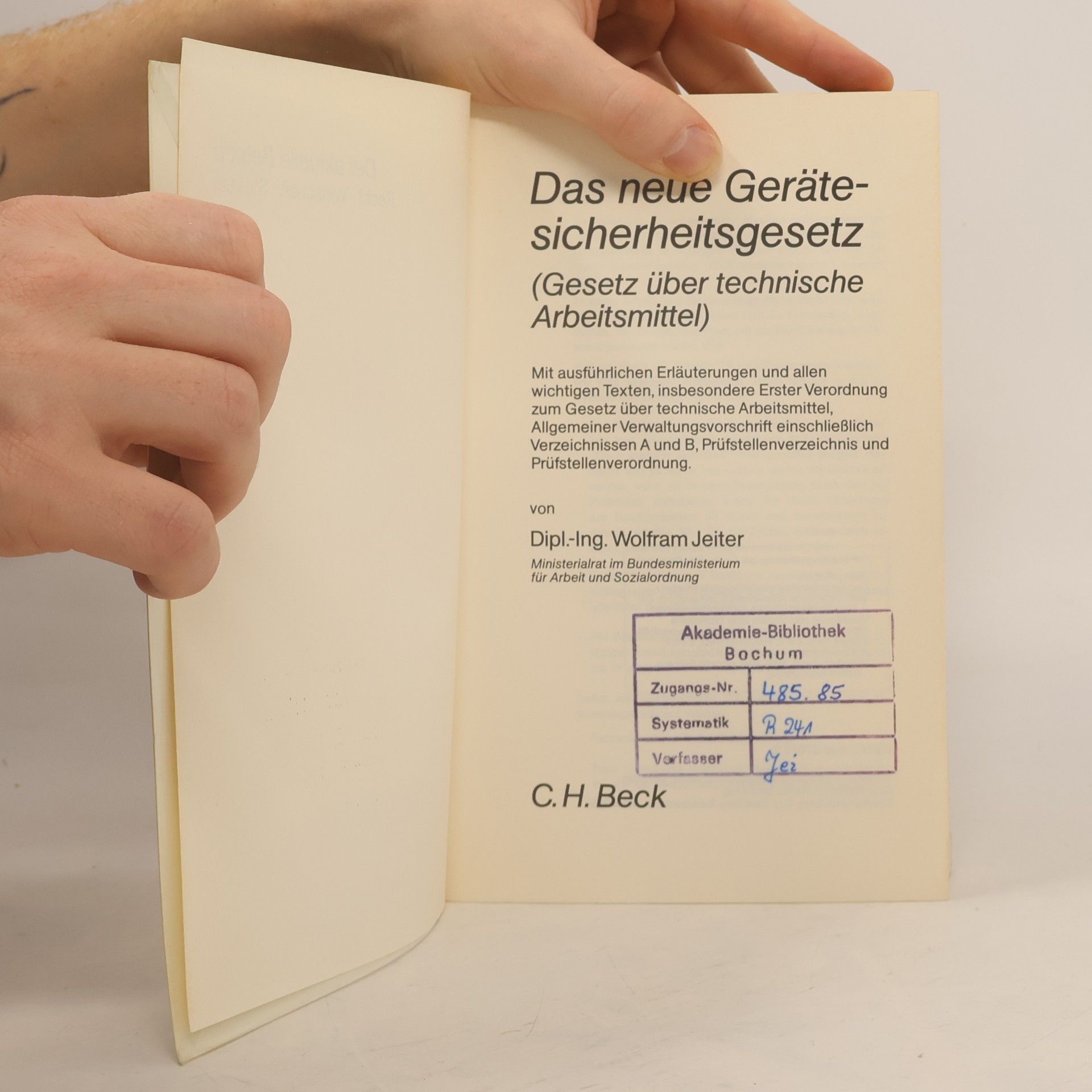 Wolfram Jeiter Das neue Gerätesicherheitsgesetz
