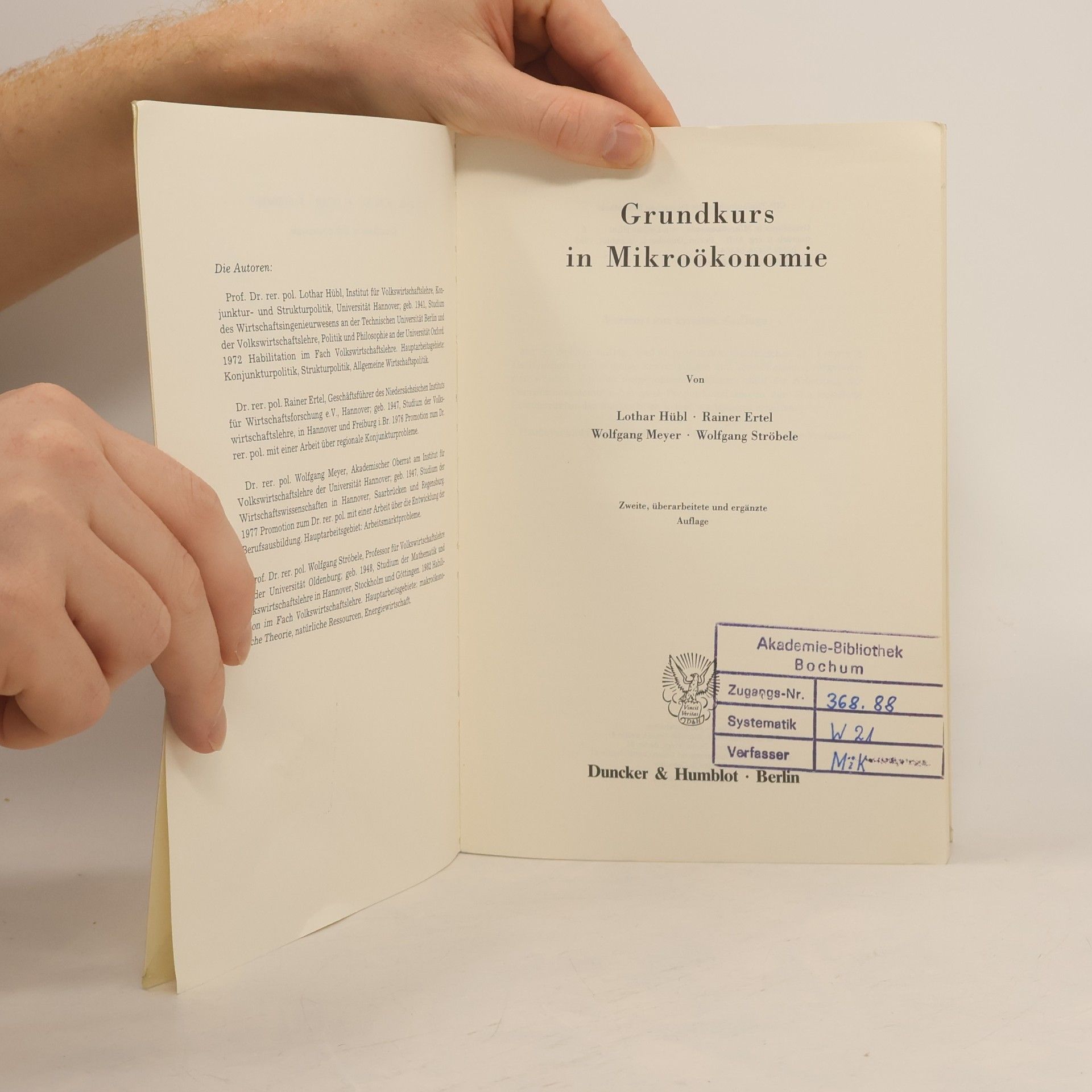 Lothar Hübl Grundkurs in Mikroökonomie