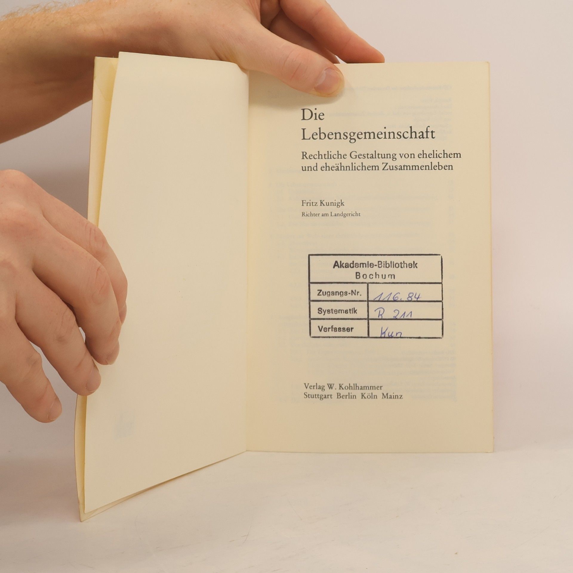 Fritz Kunigk Die Lebensgemeinschaft