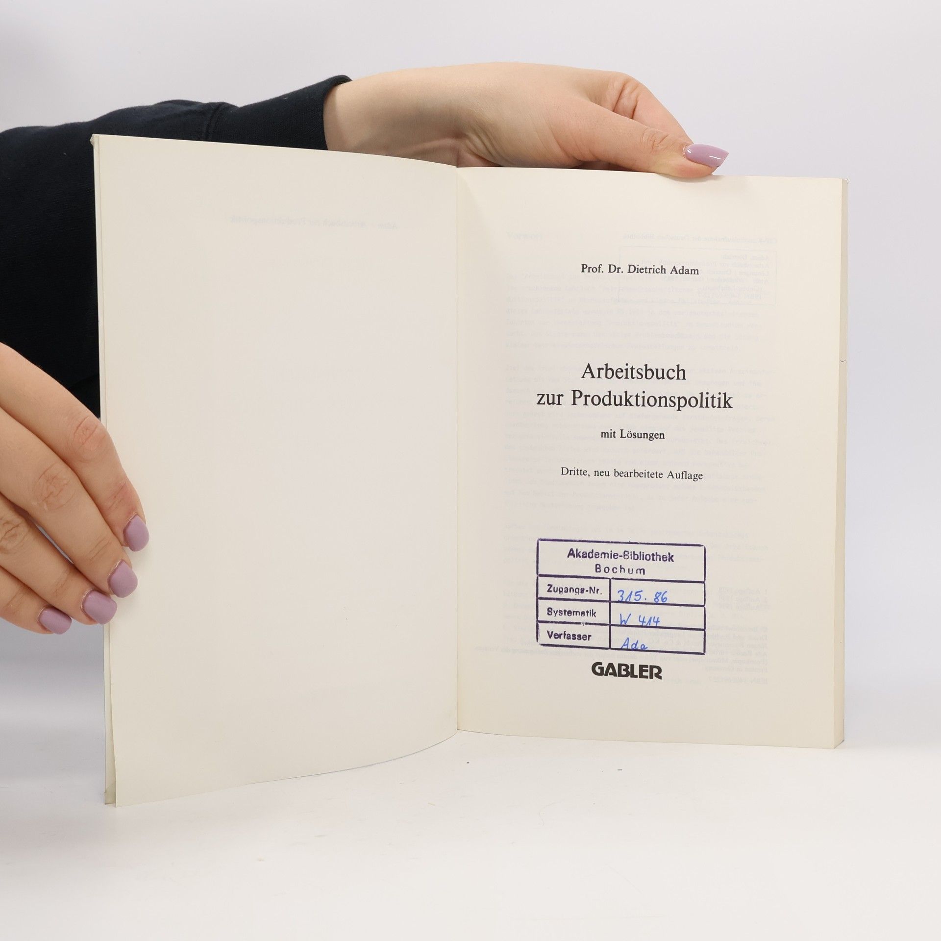 Dietrich Adam Arbeitsbuch zur Produktionspolitik - Neu bearbeitete Auflage