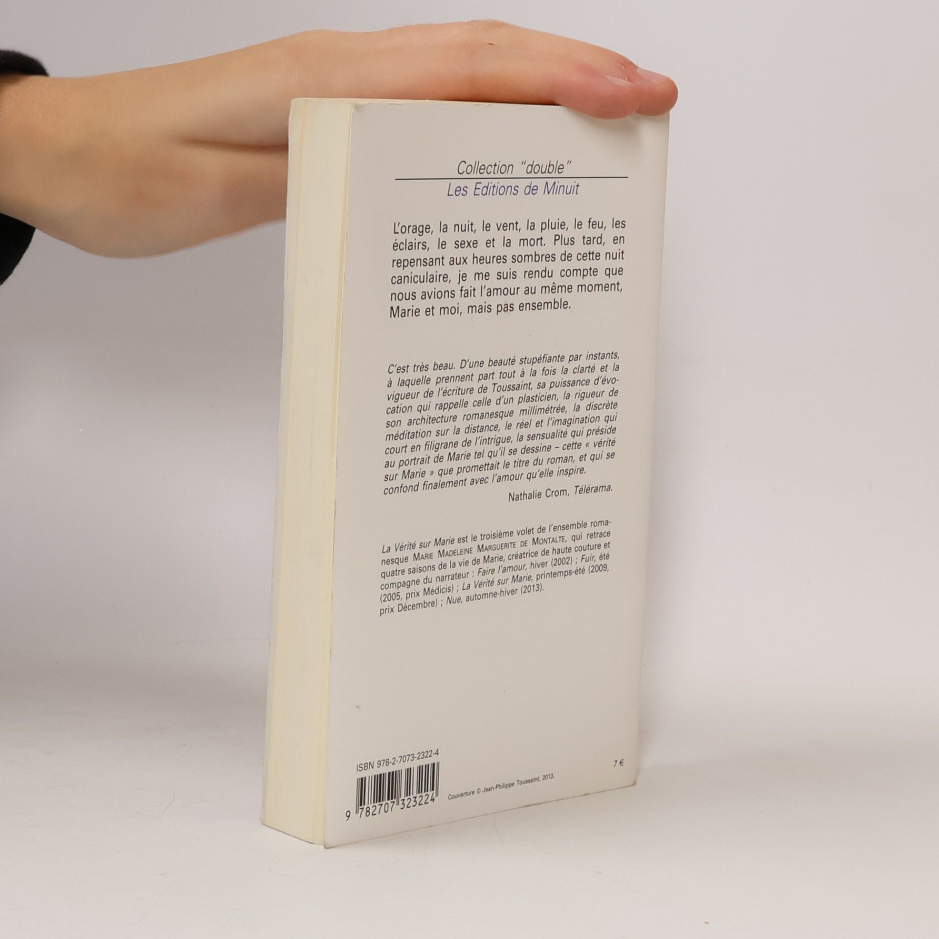 Jean-Philippe Toussaint La vérité sur Marie. Die Wahrheit über Marie, französische Ausgabe. Ausgezeichnet mit dem Prix Décembre 2009