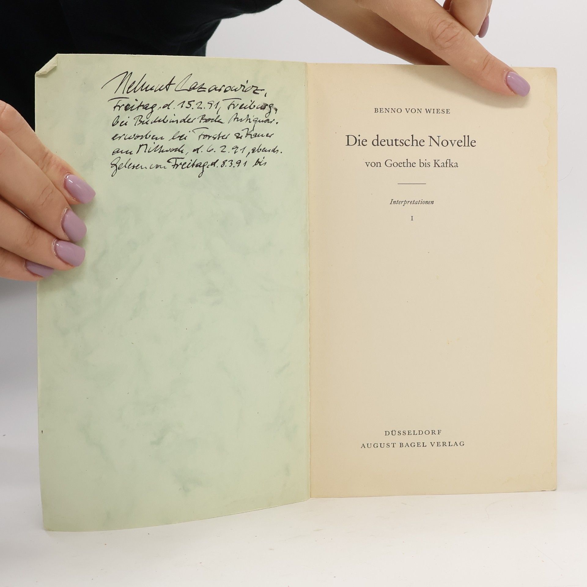 Benno von Wiese Die deutsche Novelle von Goethe bis Kafka