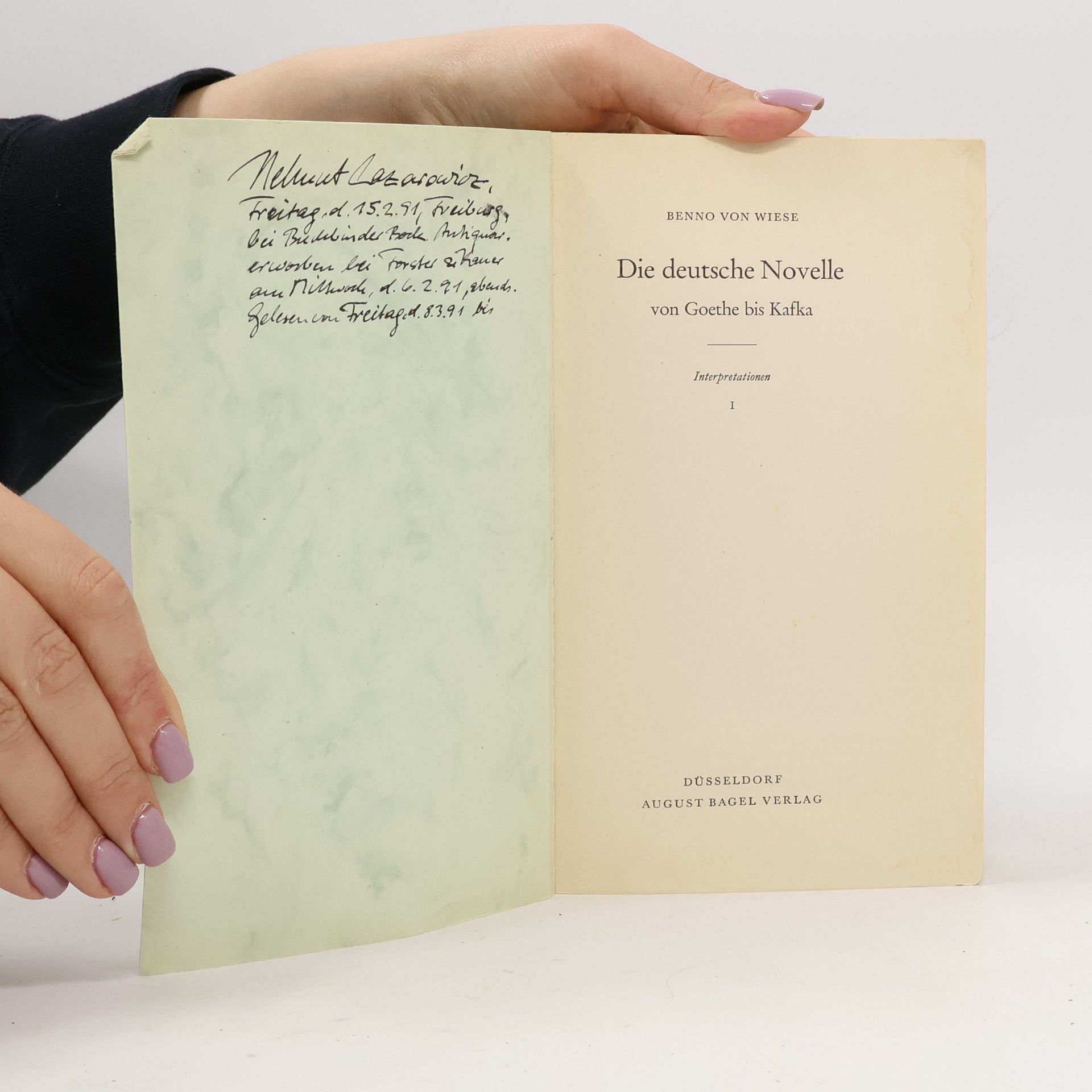 Benno von Wiese Die deutsche Novelle von Goethe bis Kafka