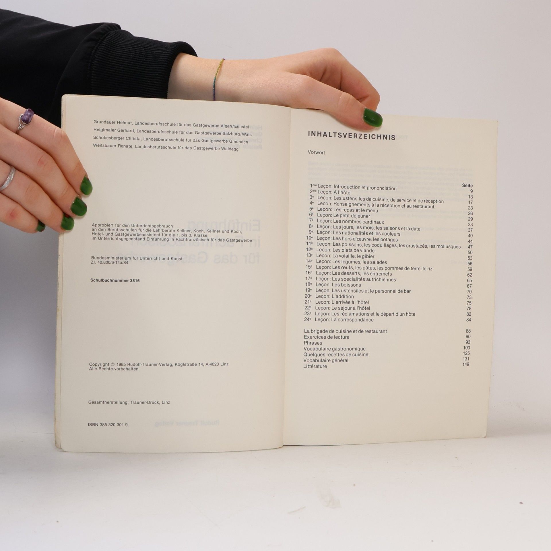 Helmut Grundauer Einführung in Fachfranzösisch für das Gastgewerbe