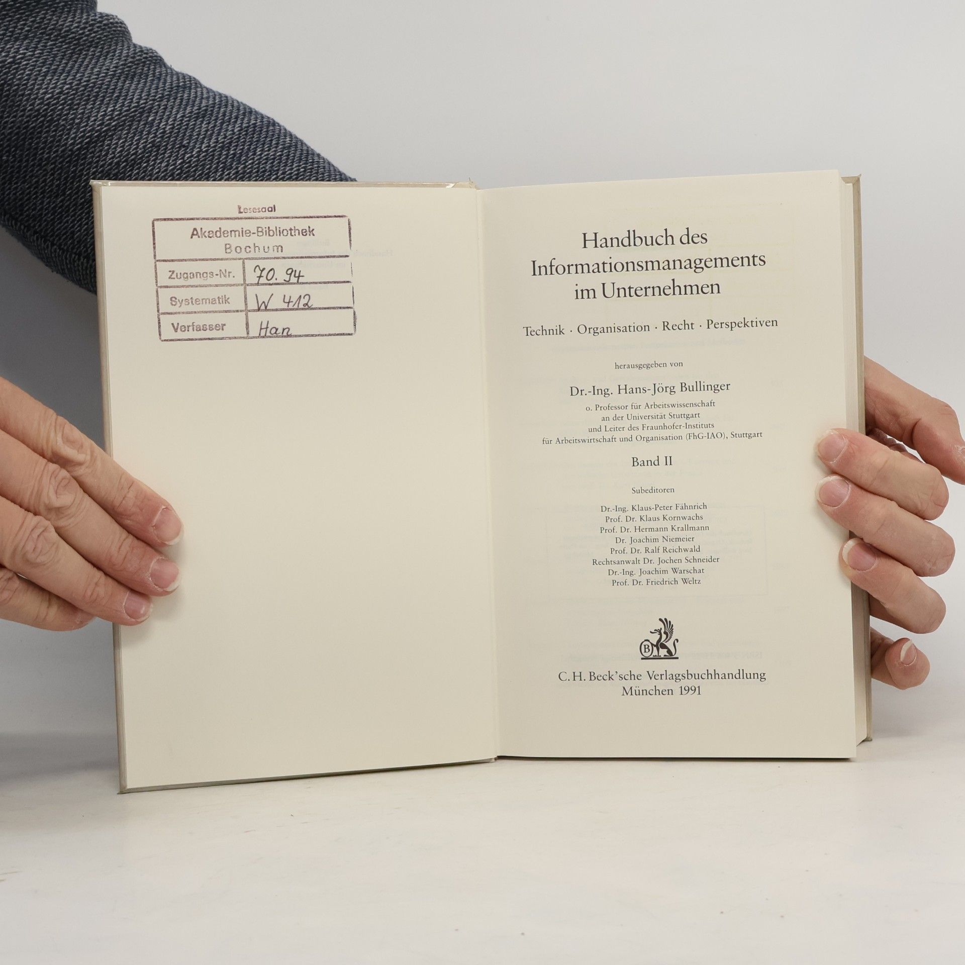 Hans-Jörg Bullinger Handbuch des Informationsmanagements im Unternehmen
