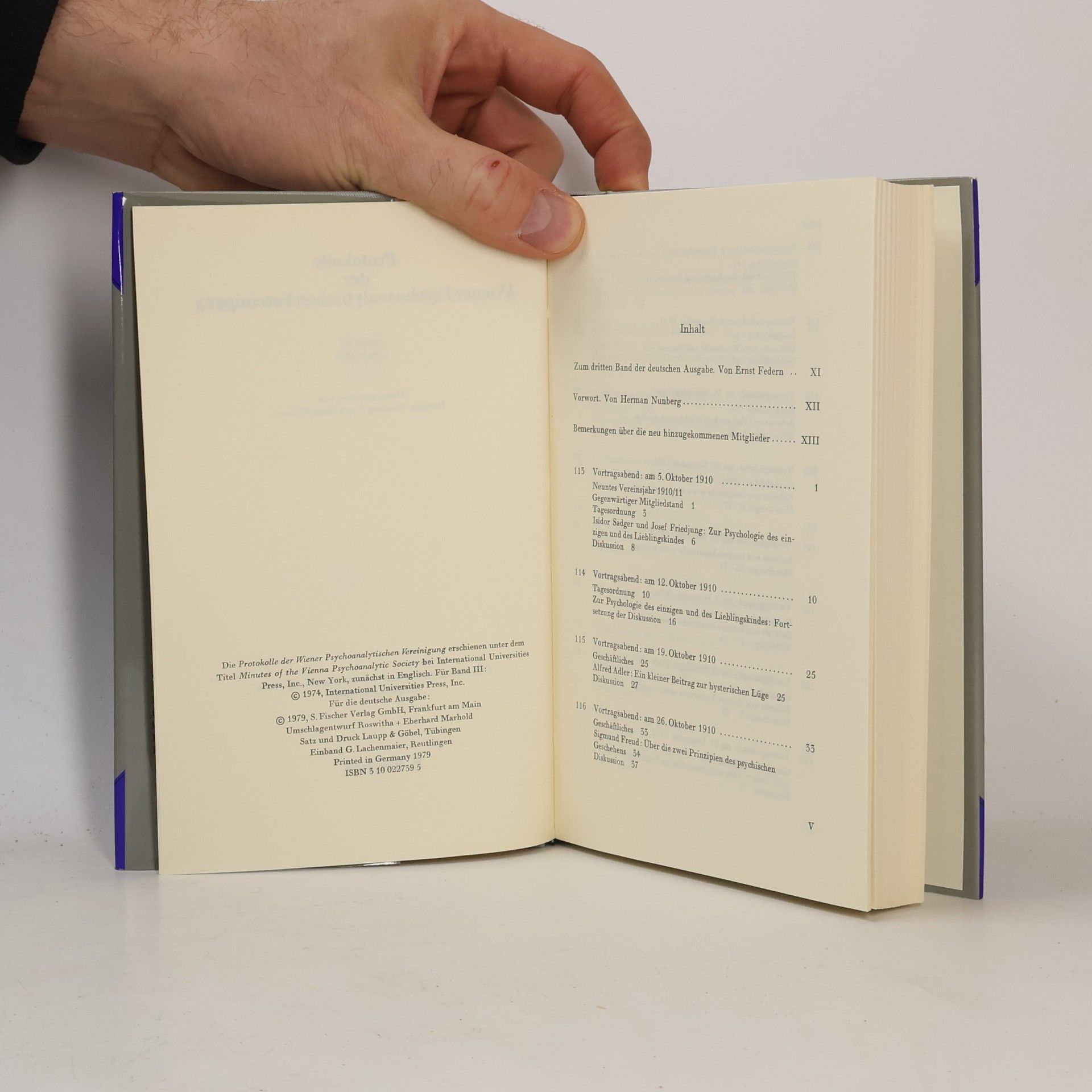 Hermann Nunberg Protokolle der Wiener Psychoanalytischen Vereinigung III