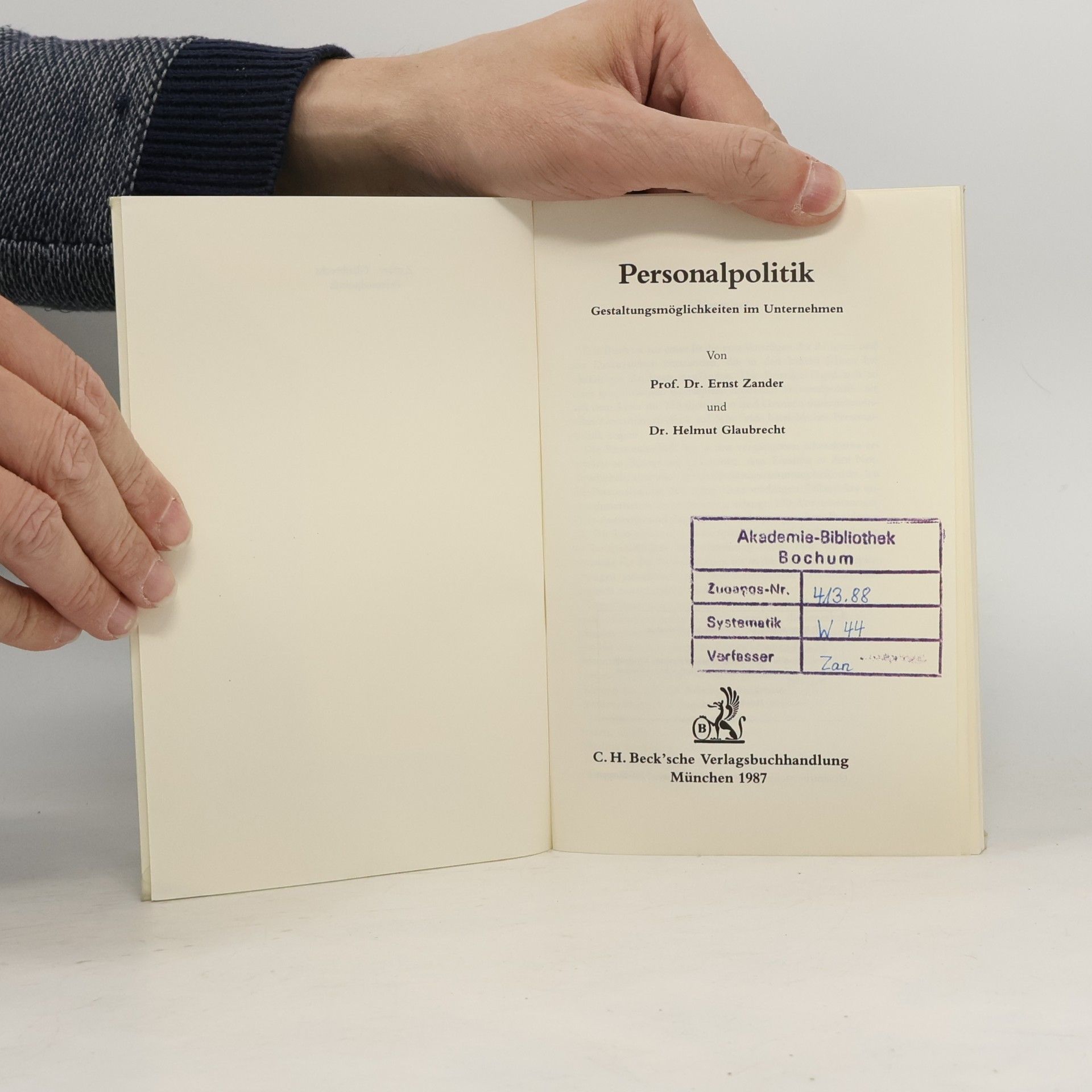 Ernst Zander Personalpolitik