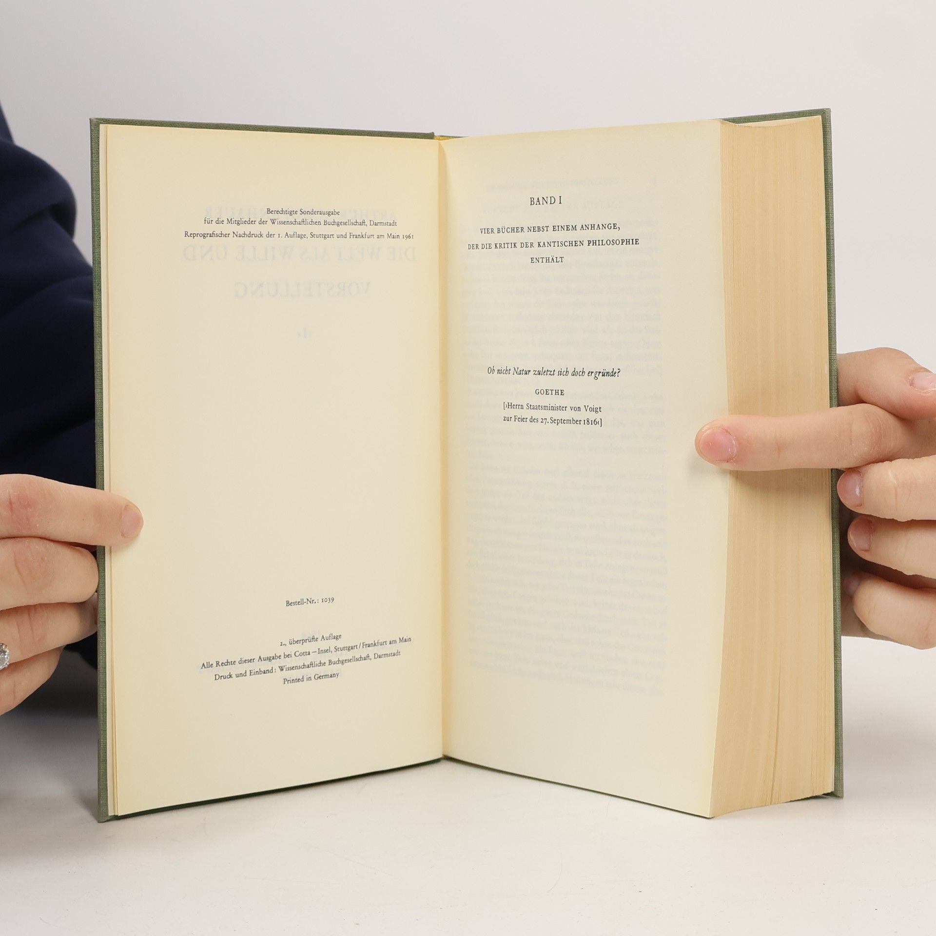Arthur Schopenhauer Die Welt als Wille und Vorstellung