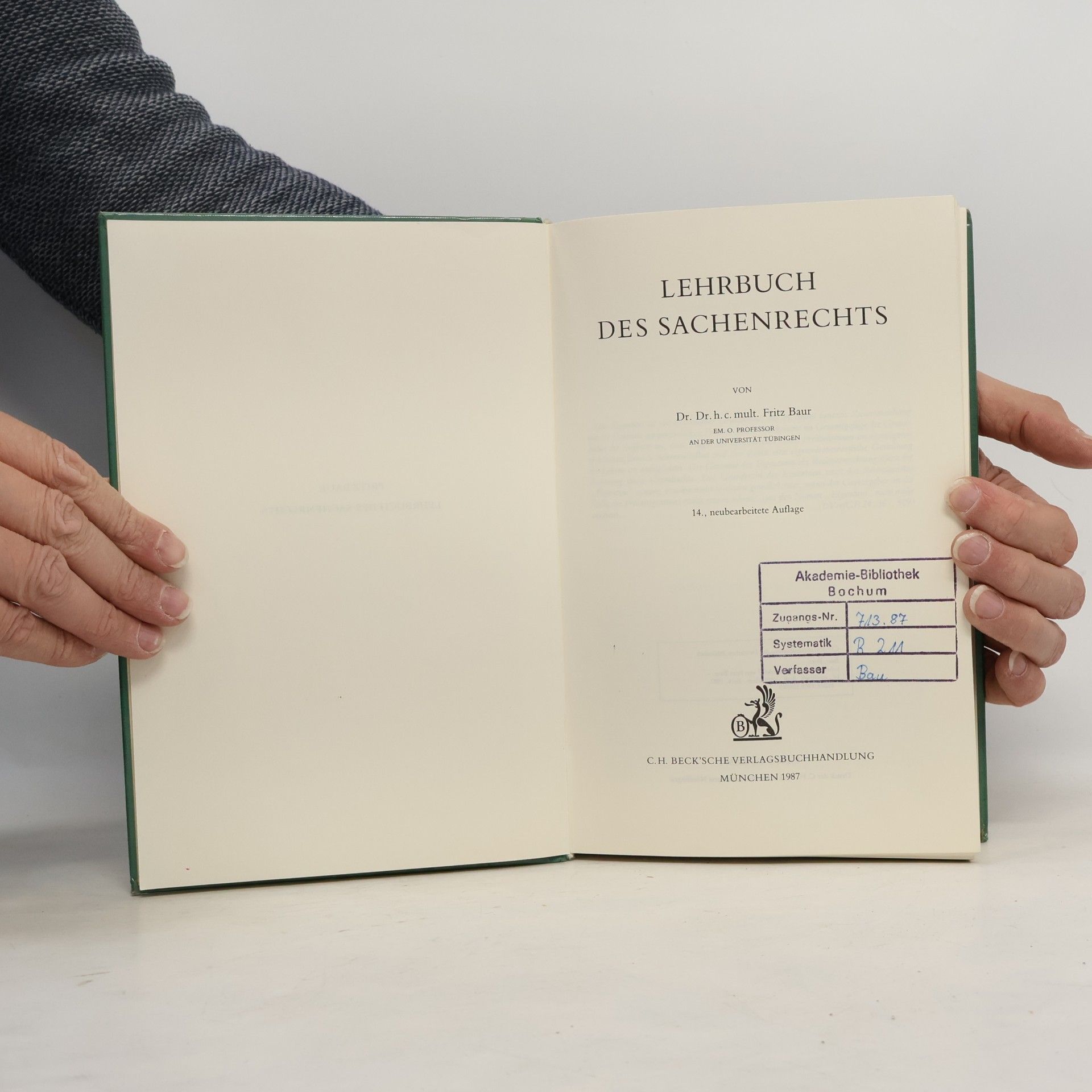 Fritz Baur Lehrbuch des Sachenrechts