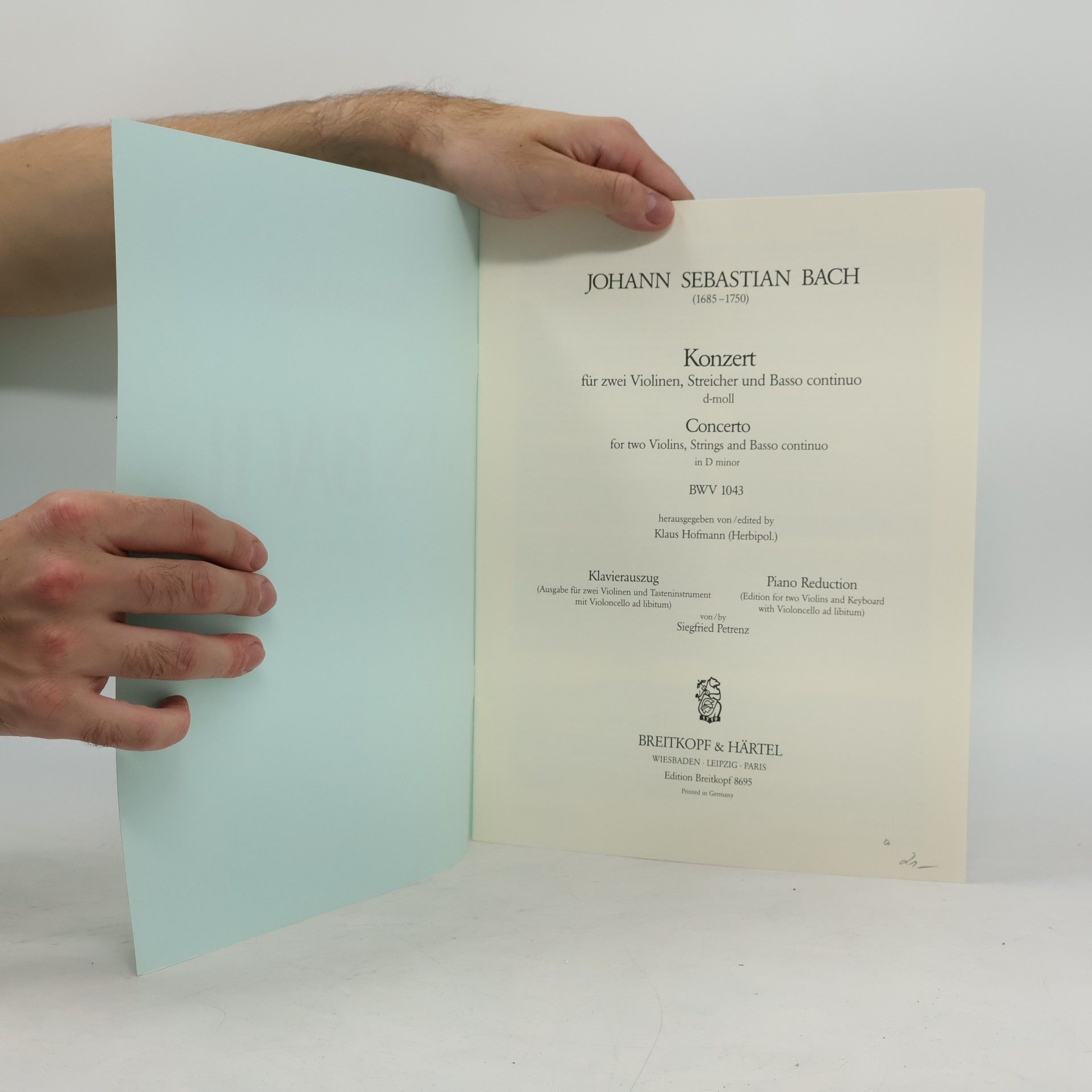 Johann Sebastian Bach EDITION BREITKOPF: Violinkonzert d-Moll BWV 1043 Breitkopf Urtext - Ausgabe für 2 Violinen und Klavier (Cello ad lib.) (EB 8695)