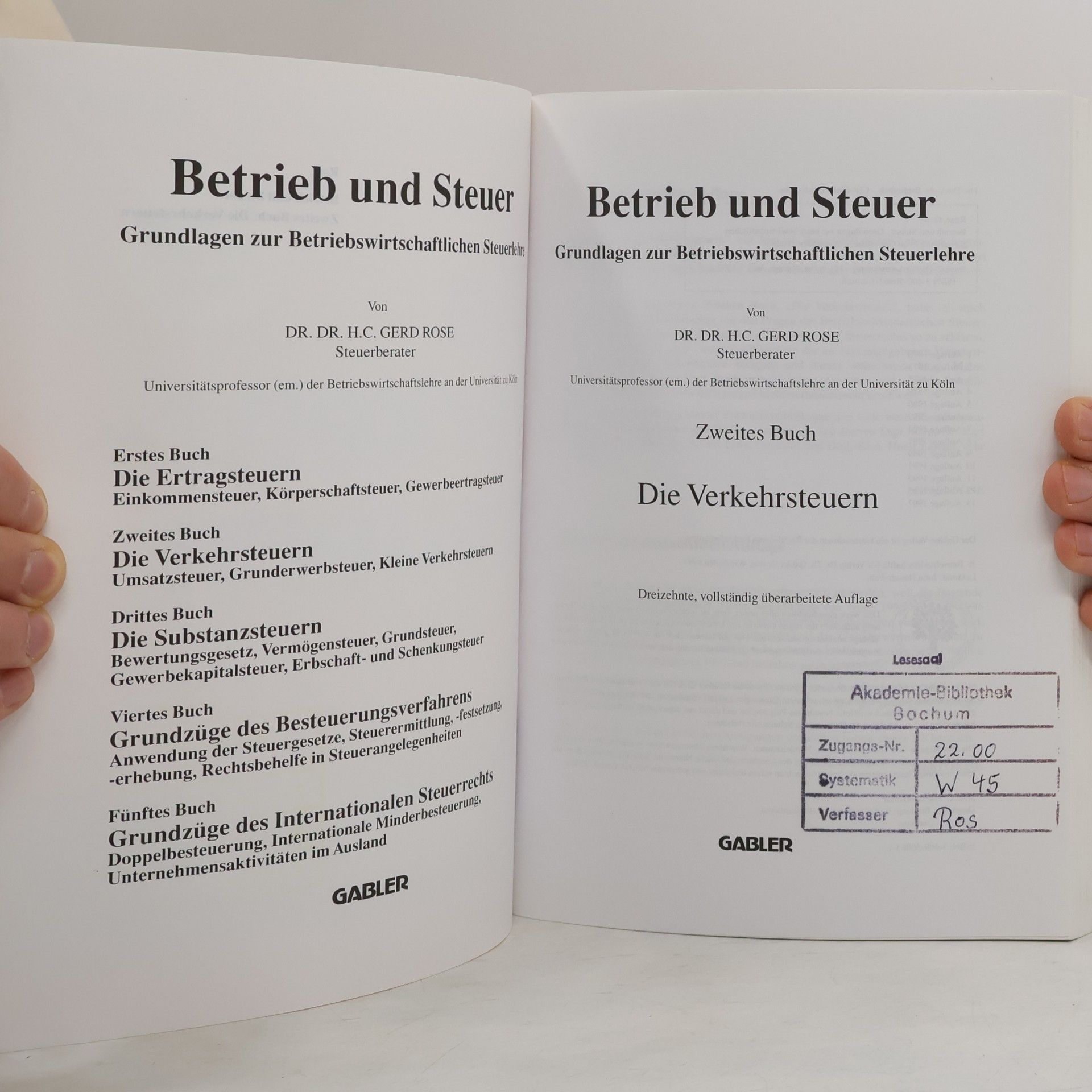 Gerd Rose Die Verkehrsteuern