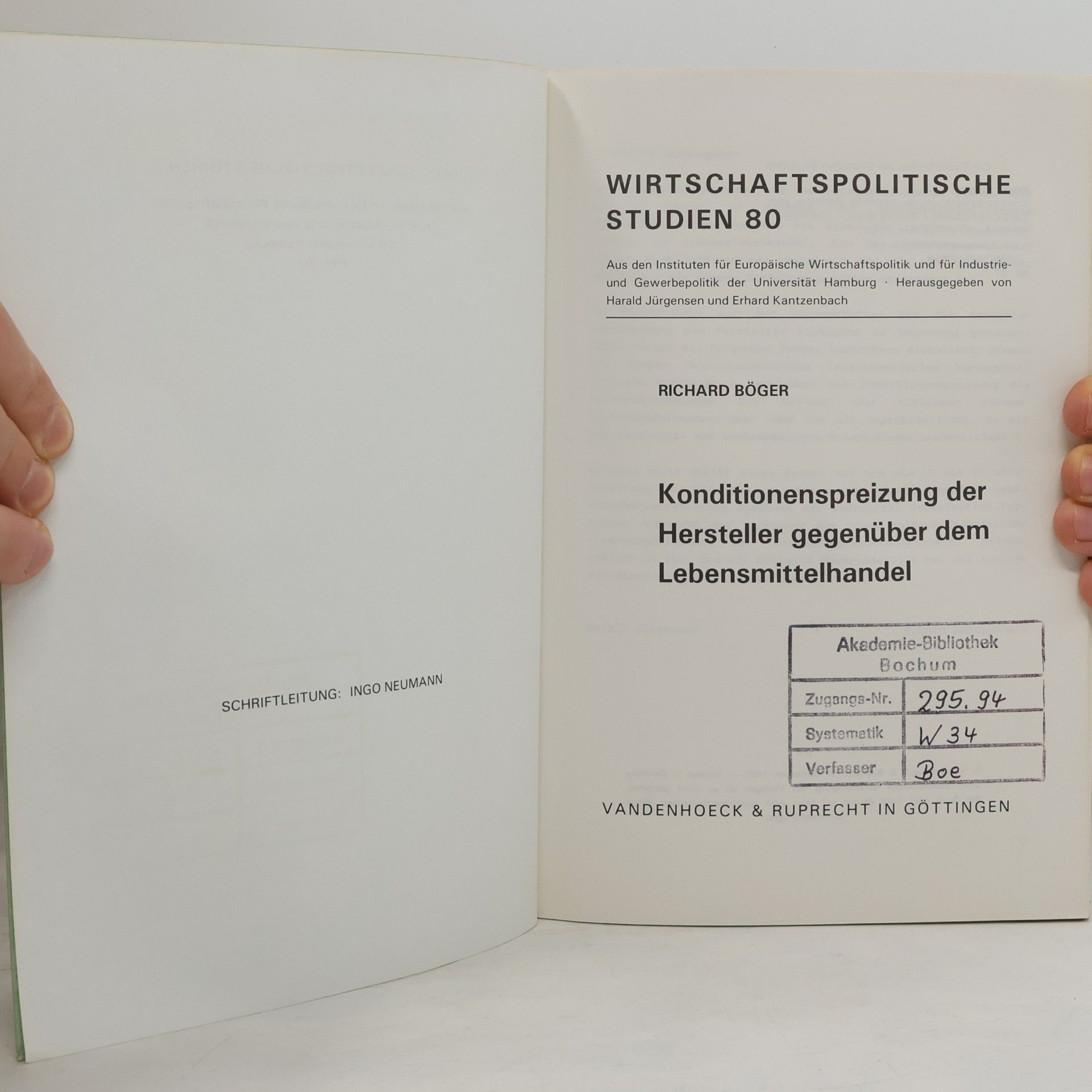 Richard Böger Konditionenspreizung der Hersteller gegenüber dem Lebensmittelhandel