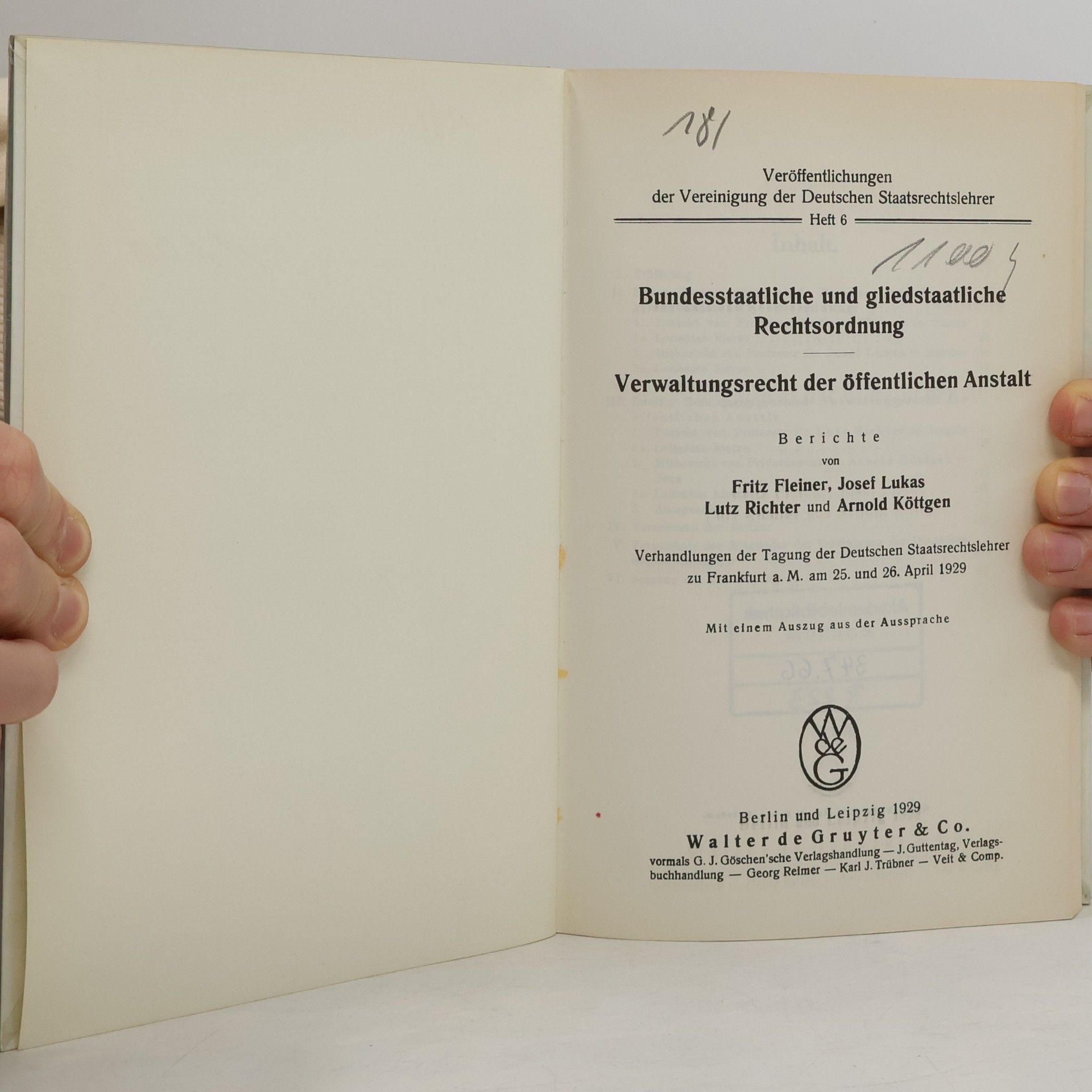 Fritz Fleiner Bundesstaatliche und gliedstaatliche Rechtsordnung