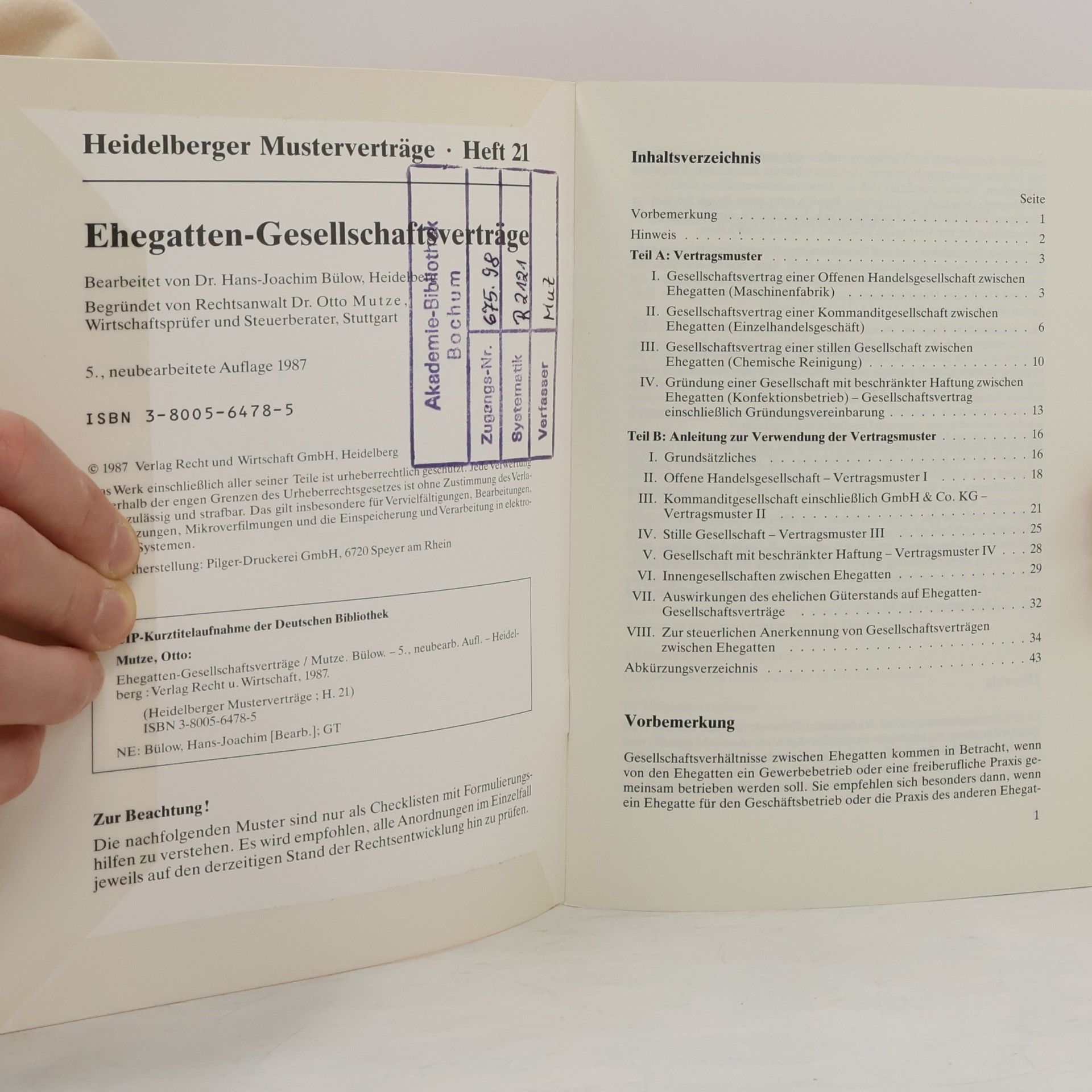 Bülow Ehegatten-Gesellschaftsverträge 21
