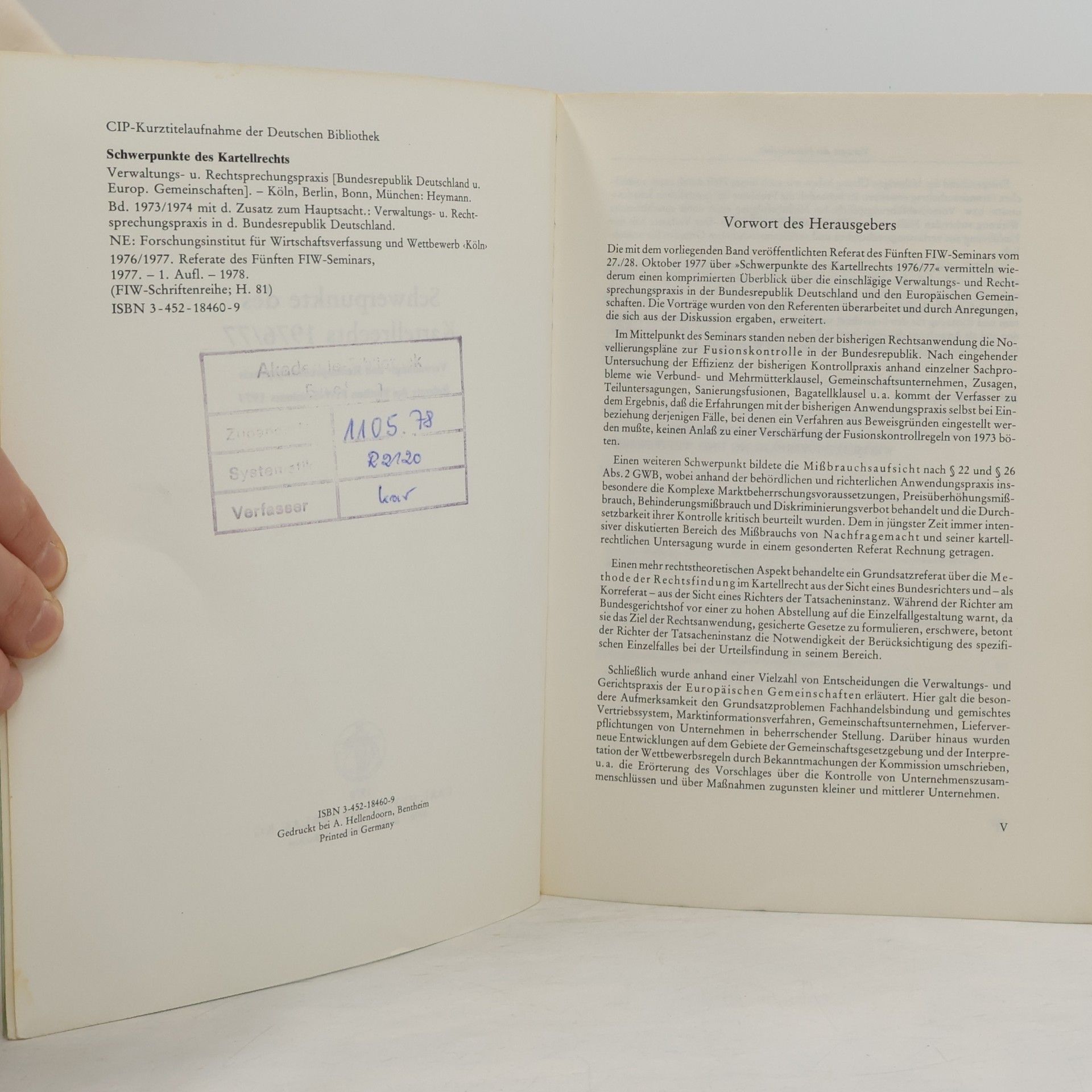 Autorenkollektiv Schwerpunkte des Kartellrechts 1976/77