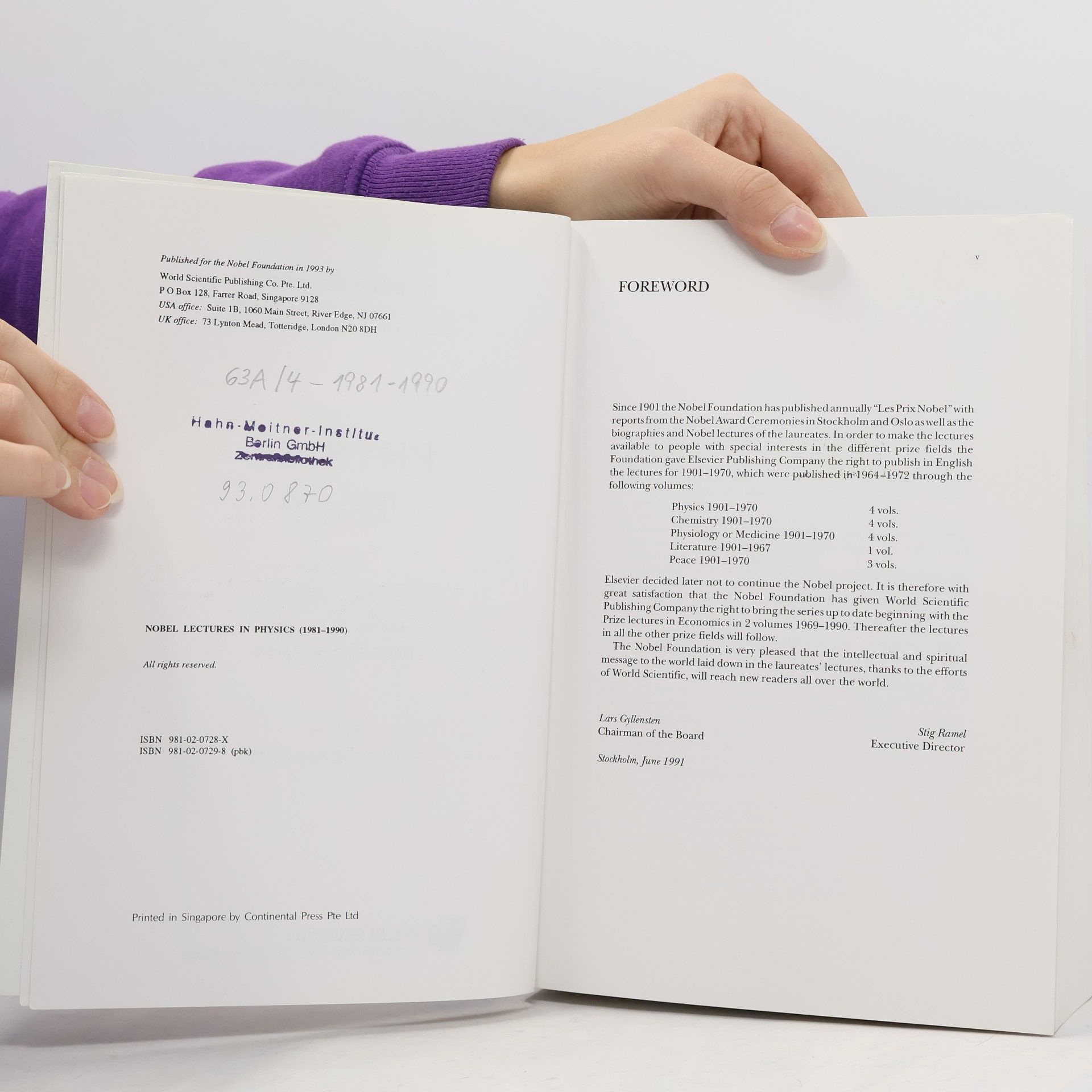 Tore Frängsmyr Nobel Lectures: Physics 1981-1990